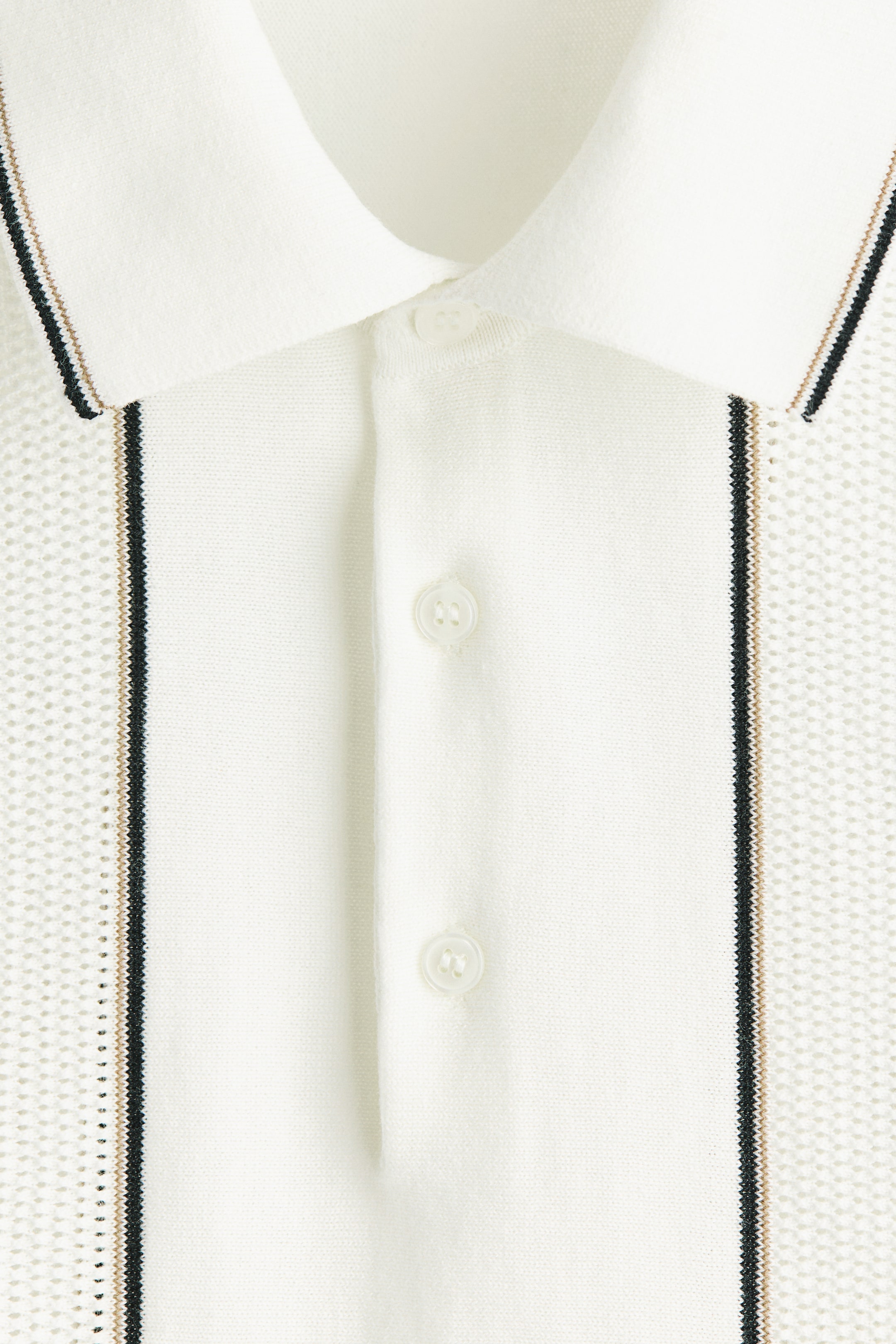 Ampliar la imagen: Playera polo tejida Regular Fit - Blanco/Franjas - Men | H&M MX 2