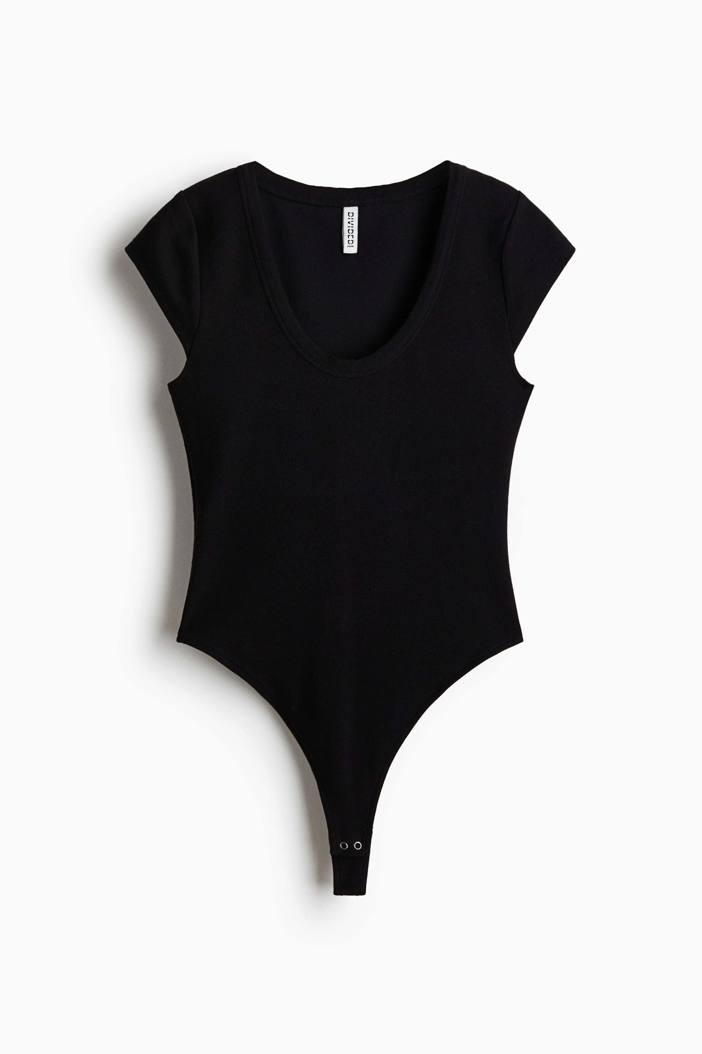 Body thong s křidélkovým rukávem - Černá/Krémová