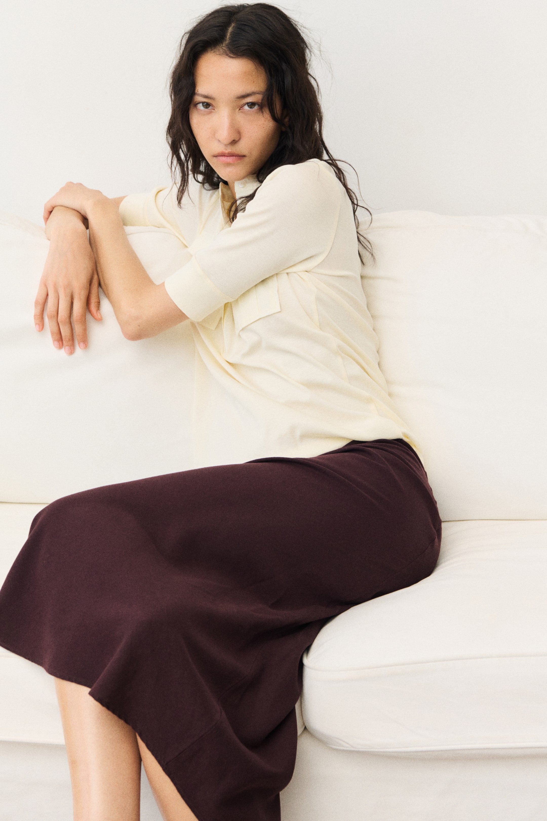 Женские юбки H&M Linen-Blend Slip Skirt — фото 3