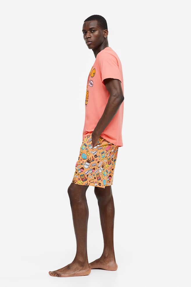 Regular Fit Pyjama T-shirt and shorts - Coral/Garfield/White/Garfield/Purple/SpongeBob/White/Disney100 - 3