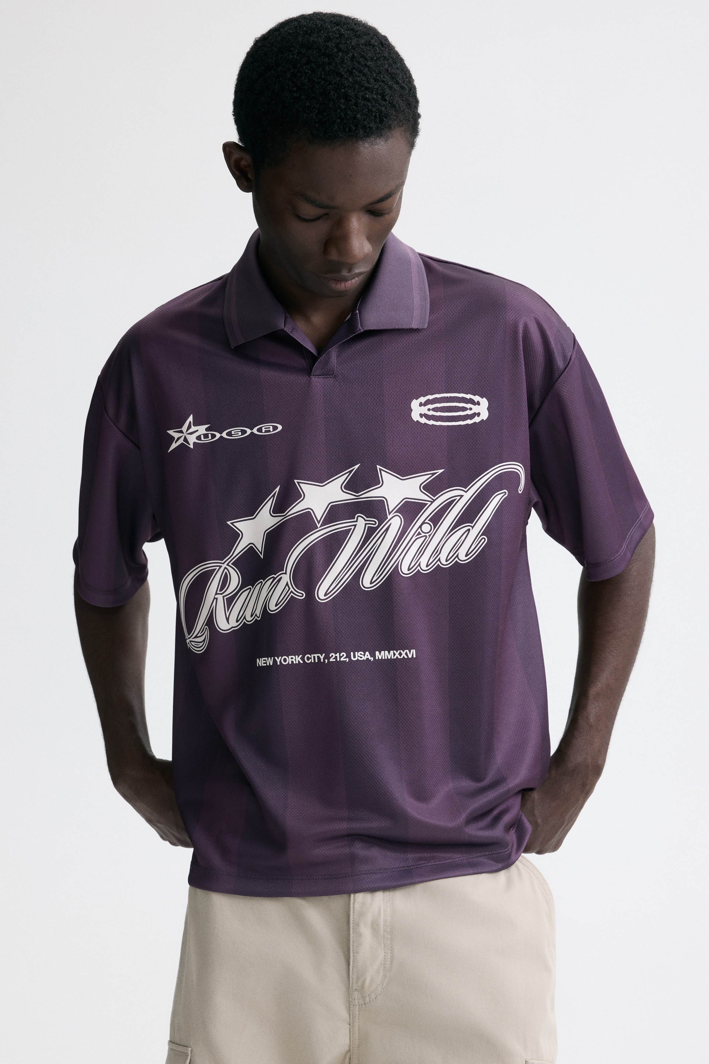 Loose-Fit Soccer Shirt - Dark purple/Run Wild - Men | H&M US