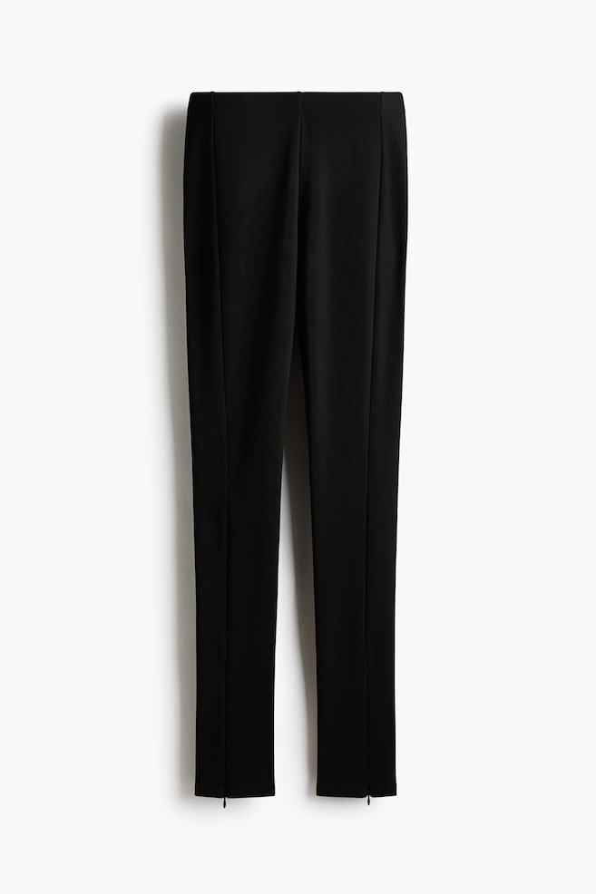 Zip-Hem Leggings - Black - 1