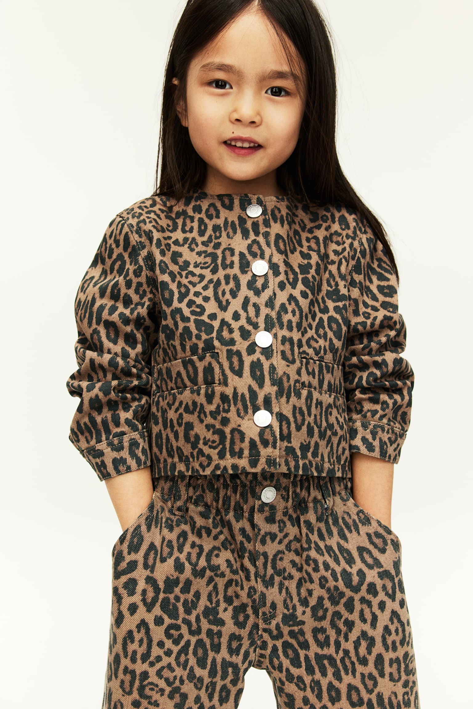 Printed denim jacket - Brown/Leopard print/Dark grey/Spotted - 2