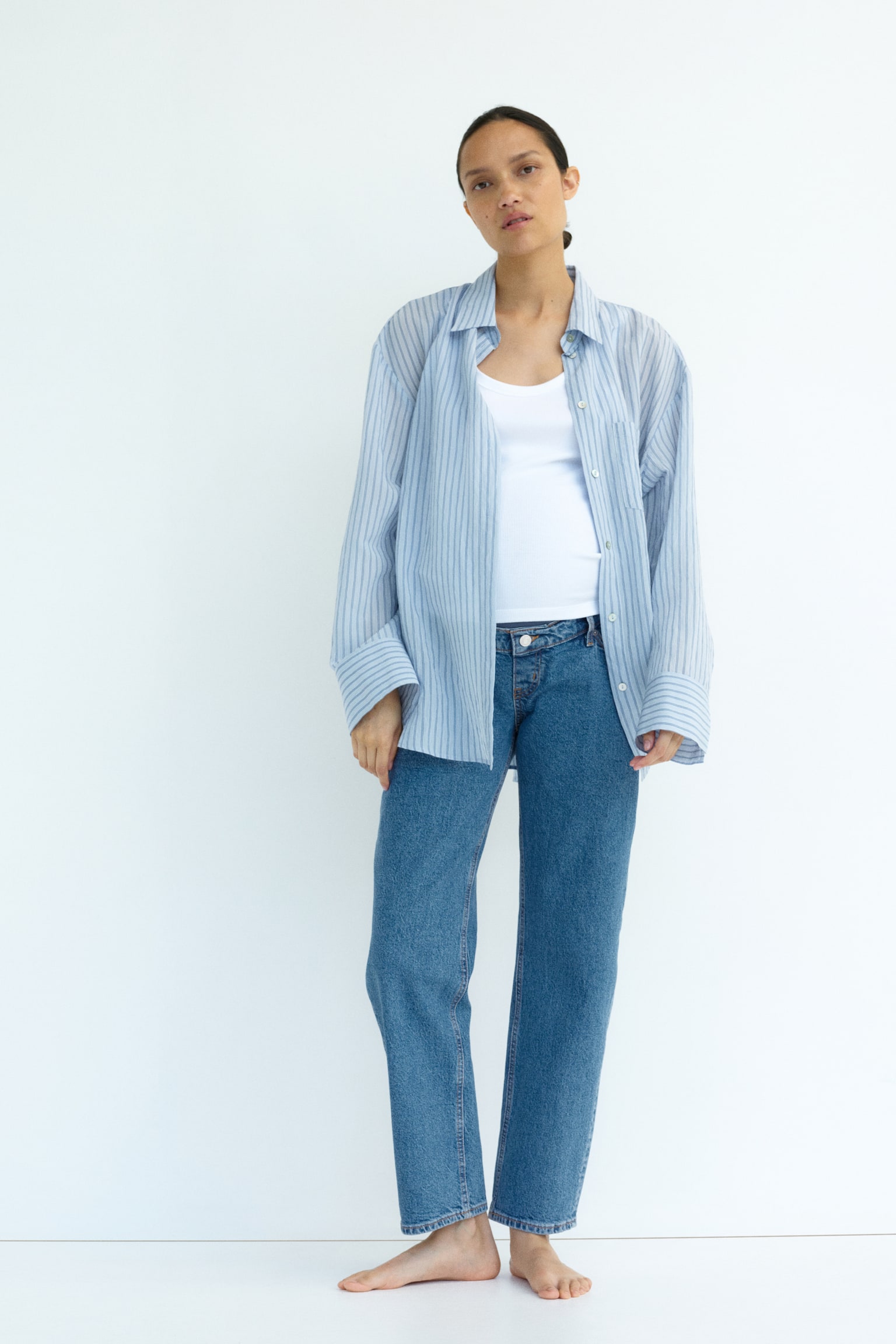 MAMA Slim Mom Ankle Jeans - Denim blue/Denim blue/White/Denim blue - 1