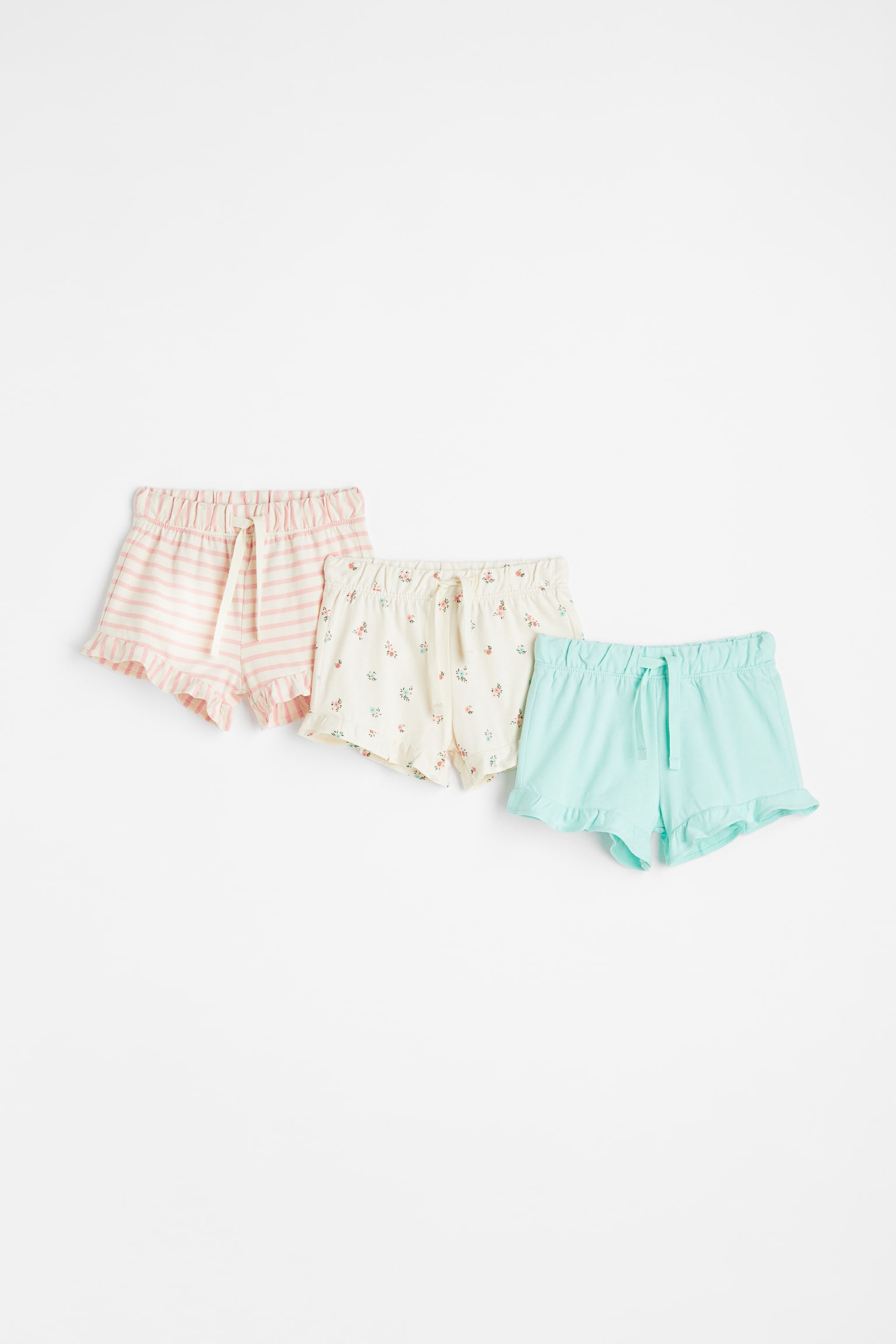 3-pack cotton shorts - Turquoise/Striped