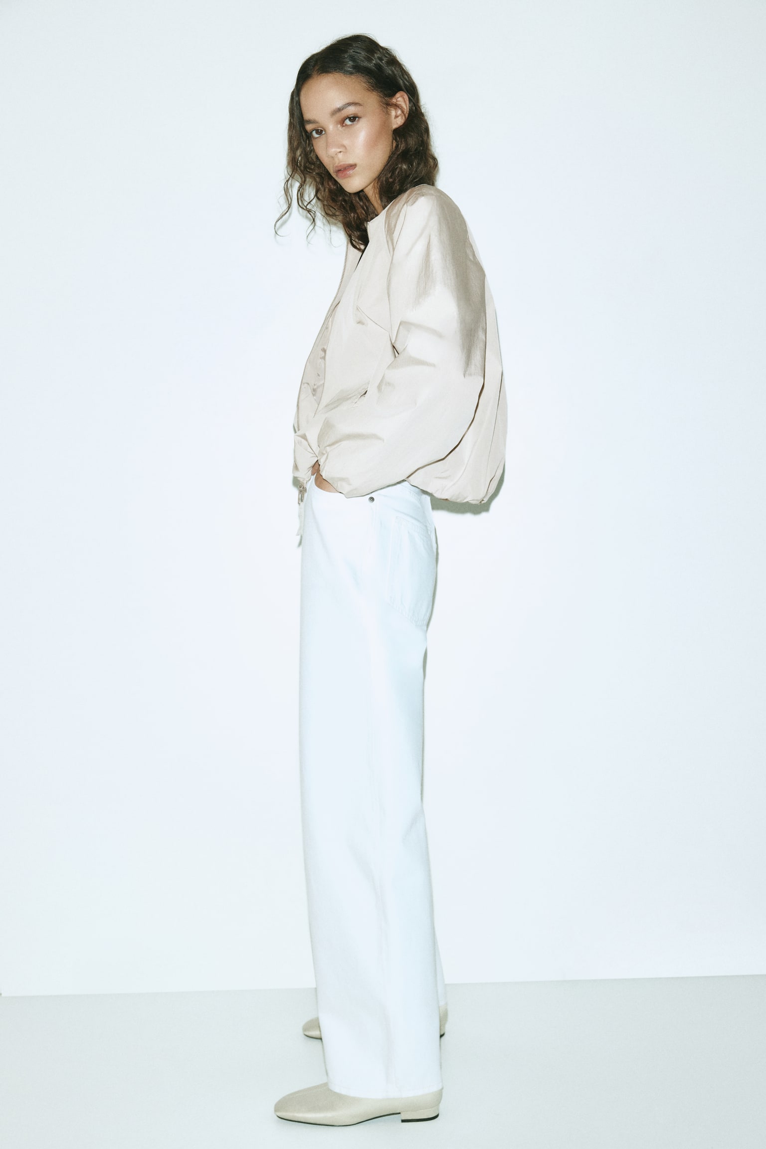 Куртка-бомбер із низом-балоном - Бежевий/Бежевий - 6