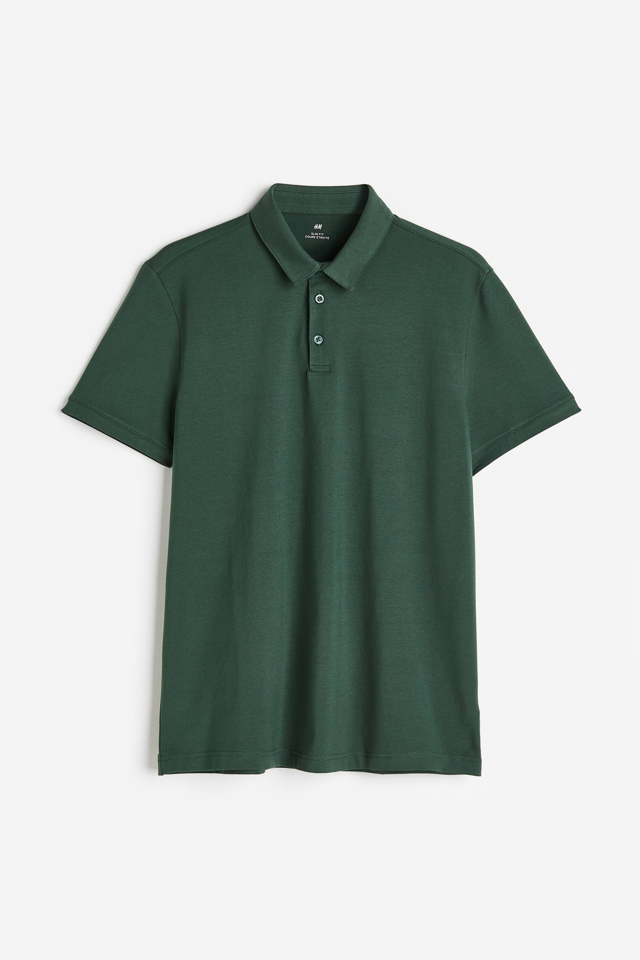 View larger image: Slim Fit Polo shirt - Dark green - Men | H&M 1