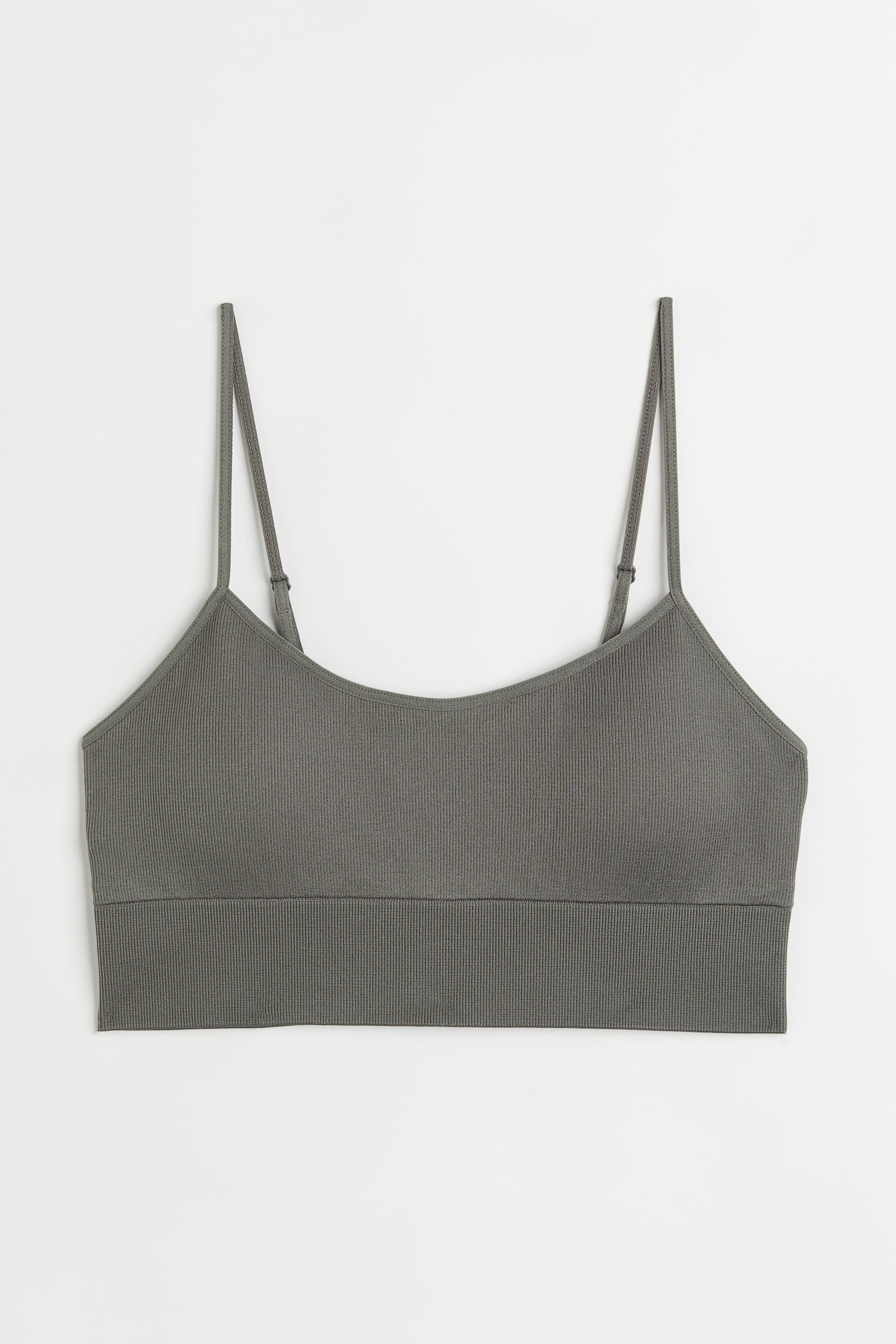 Seamless Bralette - Sleeveless - Dark khaki green - Ladies | H&M US