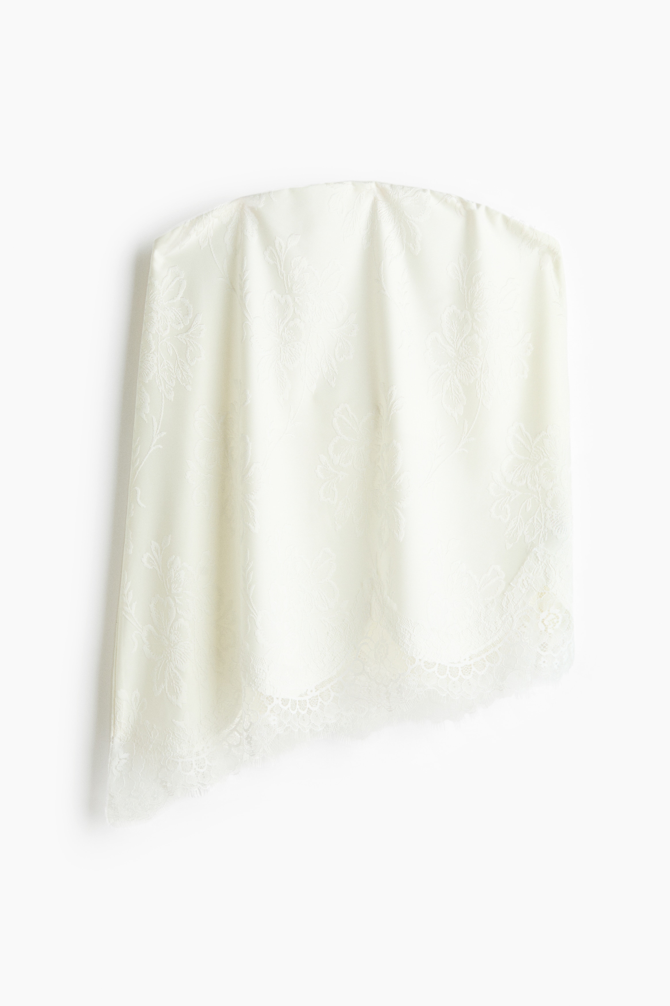 Asymmetric jacquard-jersey bandeau top - Bílá/Světle tyrkysová/bílá