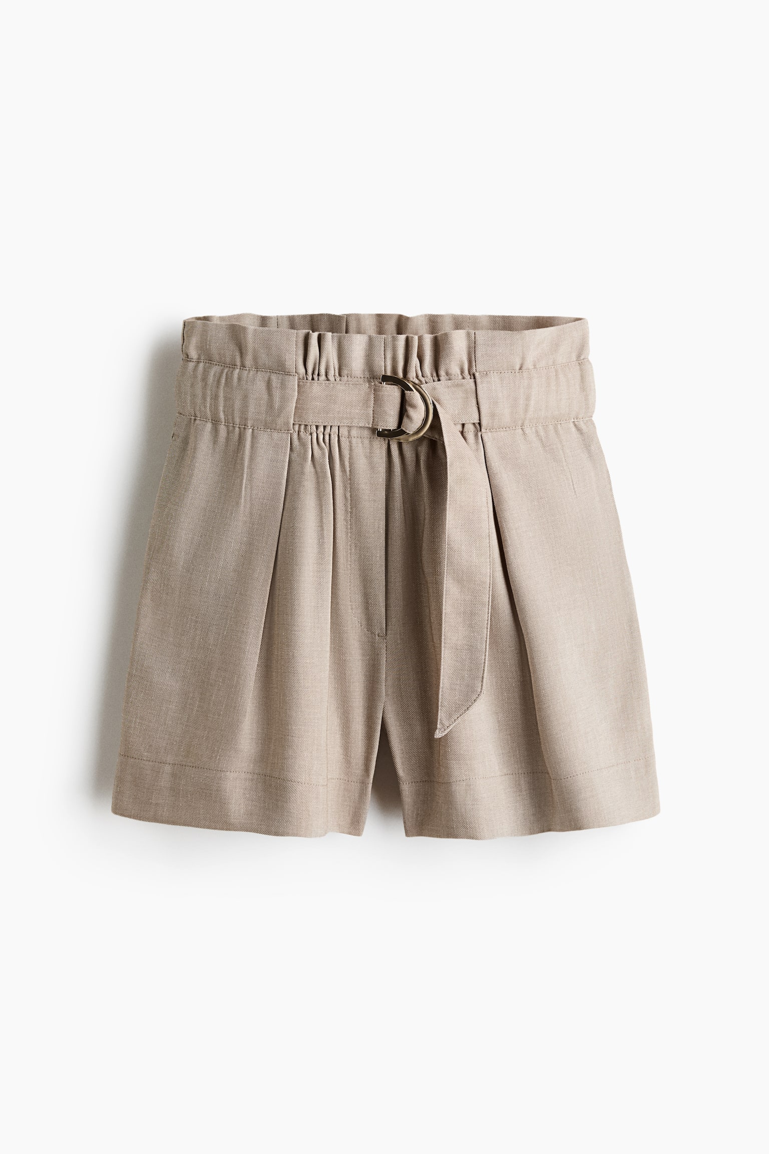 Женские шорты H&M Paper Bag Shorts with Belt, цвет: Светлый серо-коричневый — фото 1