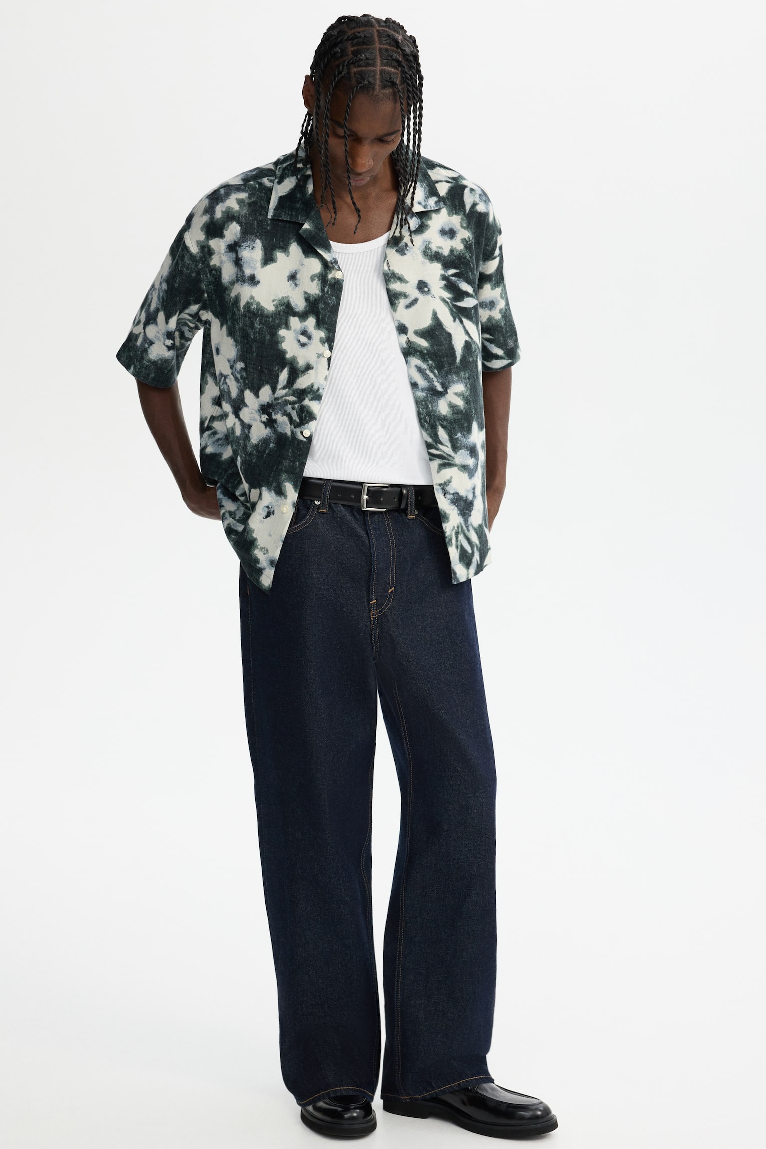 Camisa Resort Relaxed Fit - Negro/Floreado/Café tenue - 3