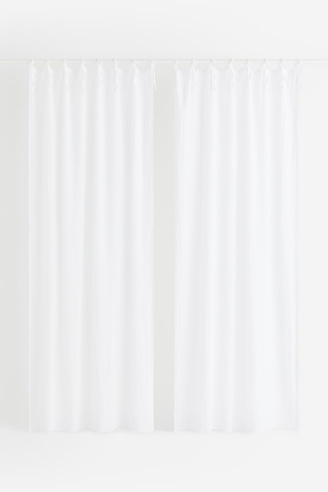 2-pack muslin curtain lengths - White/Light greige/Light khaki green - 4