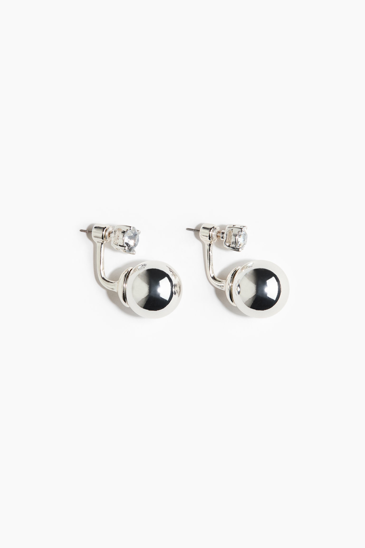 Sphere-Detail Front-Back Earrings - Silver-colored