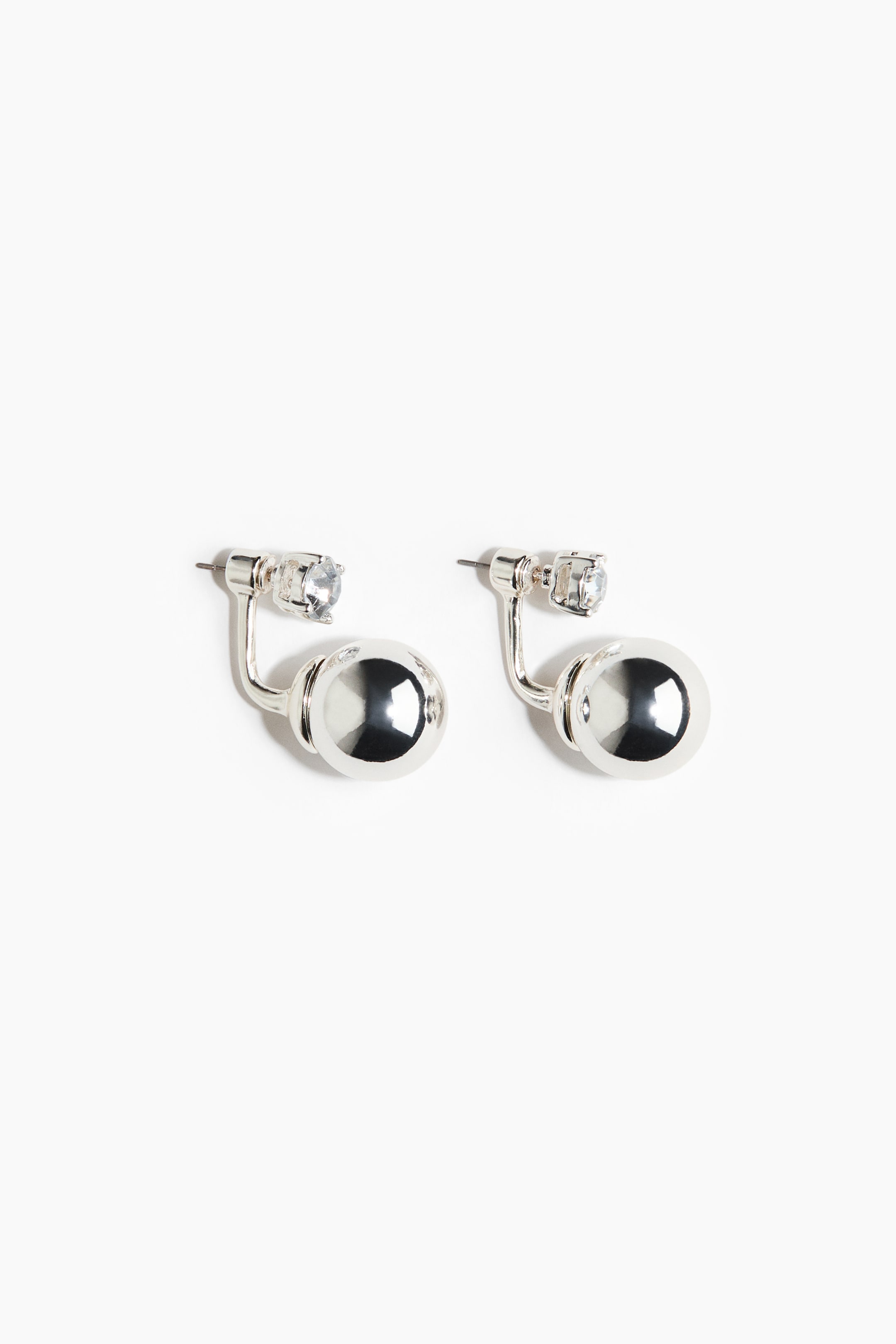 View larger image: Sphere-detail front and back earrings - Silver-colored - Ladies | H&M CA 1