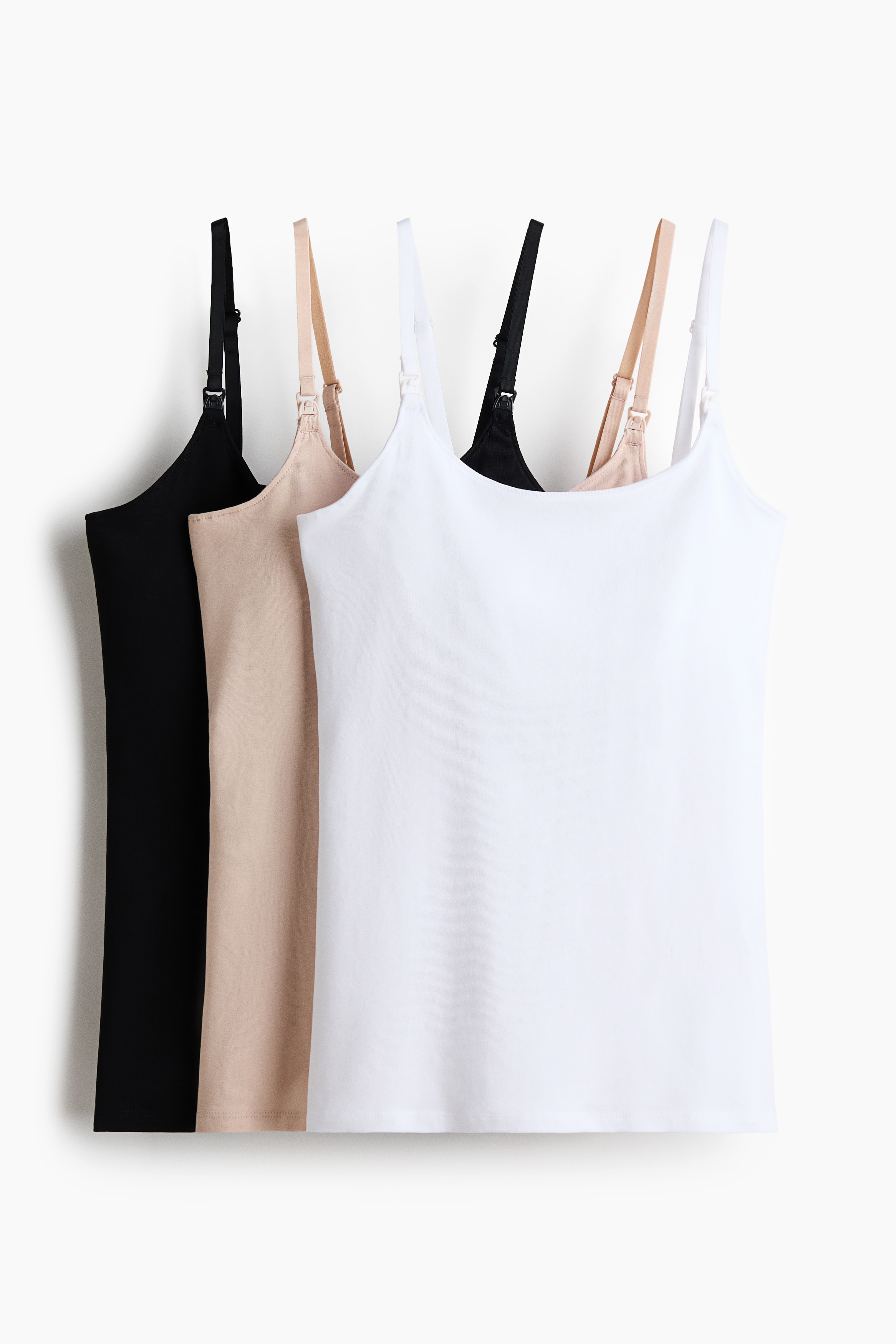 MAMA 3-pack nursing strappy tops - Light beige/Black/White/Dark grey/White/Black/Black/White/Grey marl/Burgundy/Dusty pink/White/Sage green/Light pink/Cream/Beige/Black/White/Dark brown/Beige/White/Pigeon blue/Navy blue/Burgundy/Powder pink/Light khaki green/White/Khaki green/Beige marl