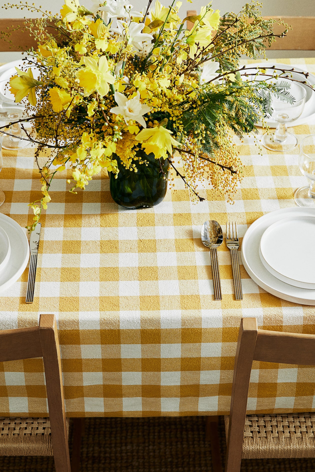 DII Bumblebee Checkered Reversible Table Runner - Bee Kind Gingham, 14x72 Inches