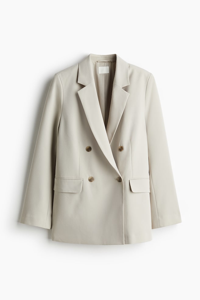 Double-Breasted Blazer - Light beige/Cream/Light pink/Dark brown - 1