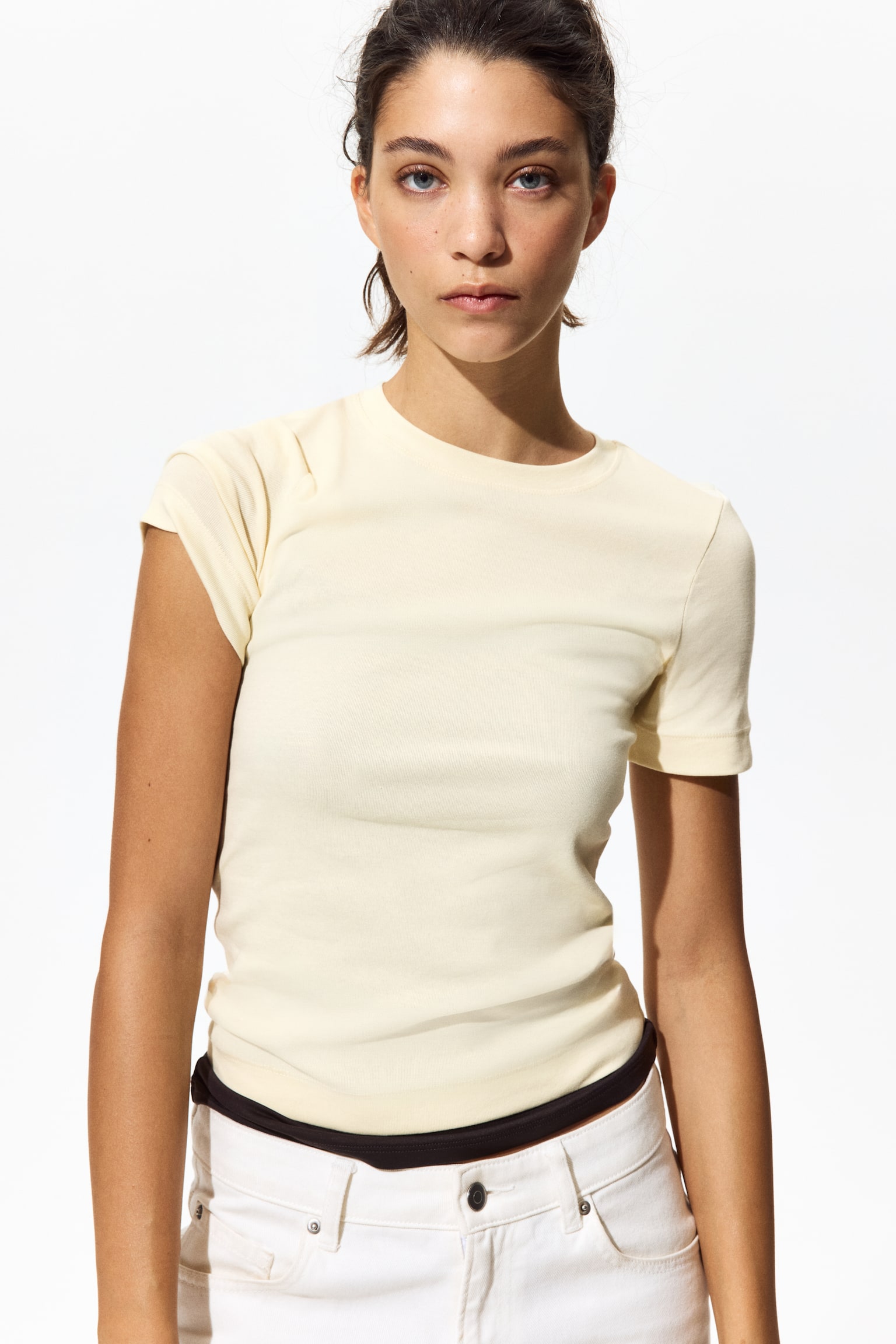 Áo thun cotton - Màu vàng lợt/Màu xám khói nhạt/Màu hồng khói đậm/Màu đen/Màu trắng - 5