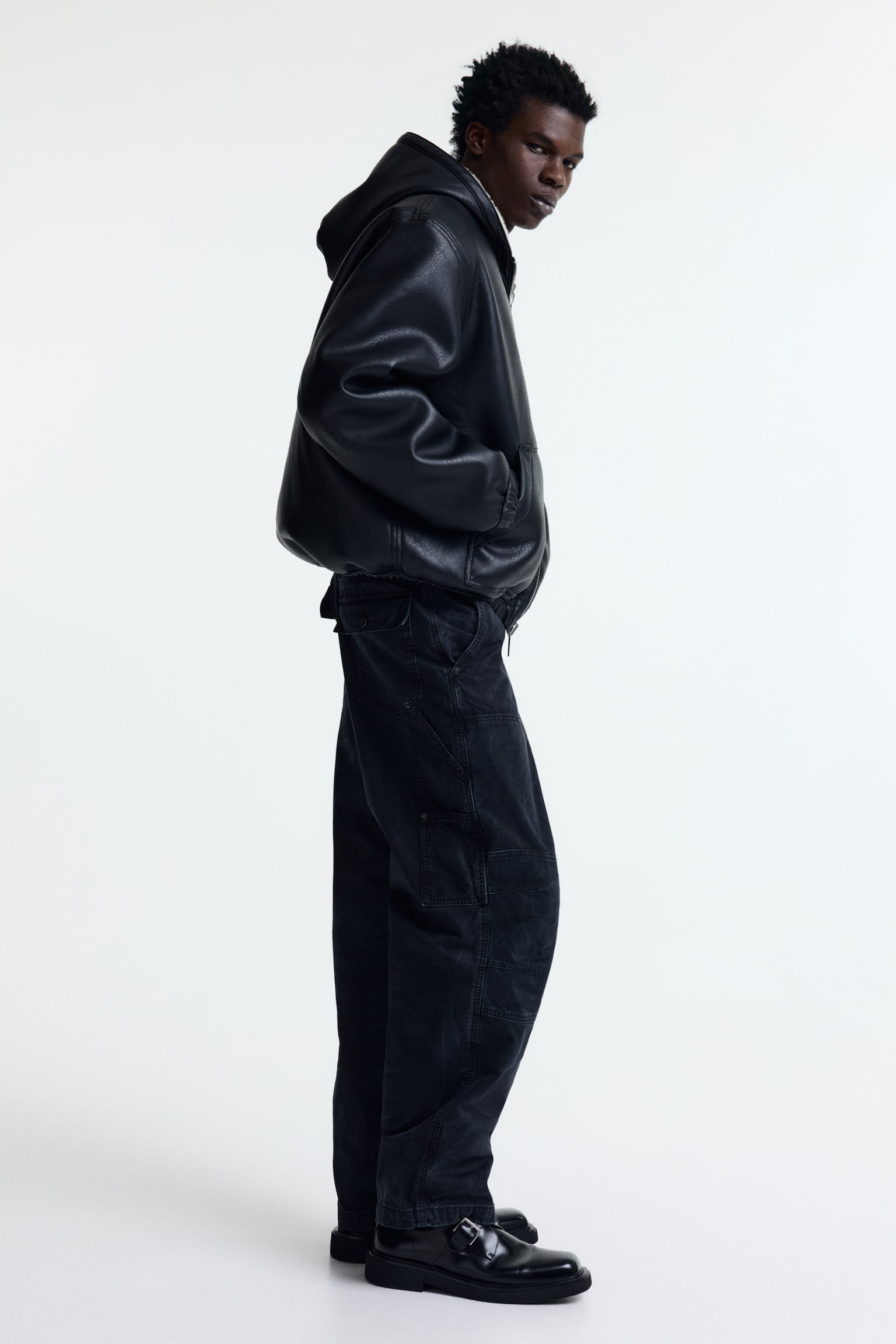 מכנסי קרפנטר Loose Fit - שחור משופשף/חום כהה - 6