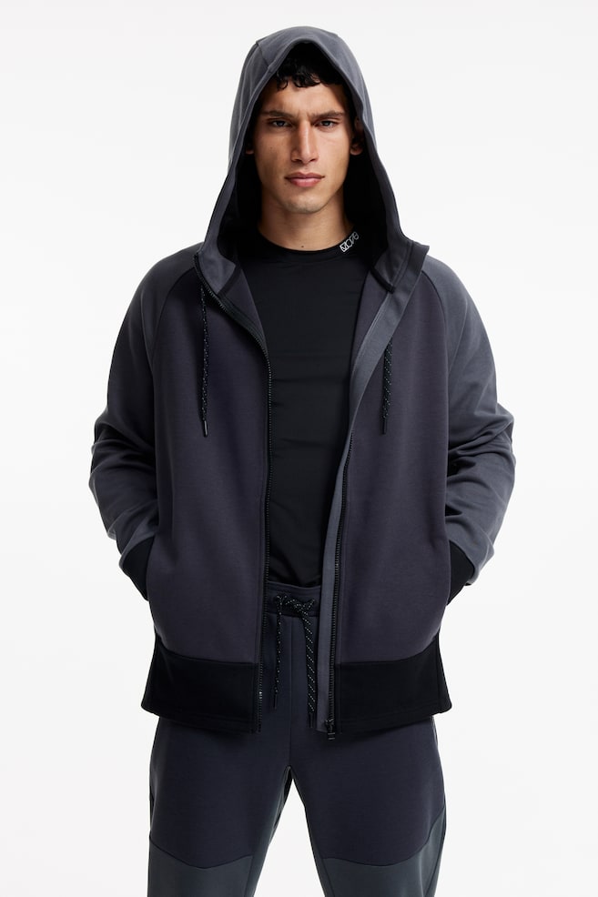 DryMove™ Zip-through sports hoodie - Dark grey/Block-coloured/Black/Dark red/Block-coloured/Light grey marl/dc - 3