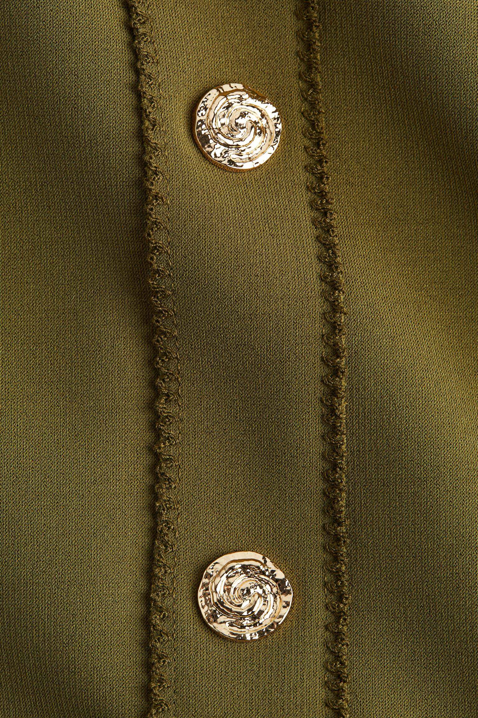 Düğme Detaylı Kolsuz Üst - Haki/Mavi - 5