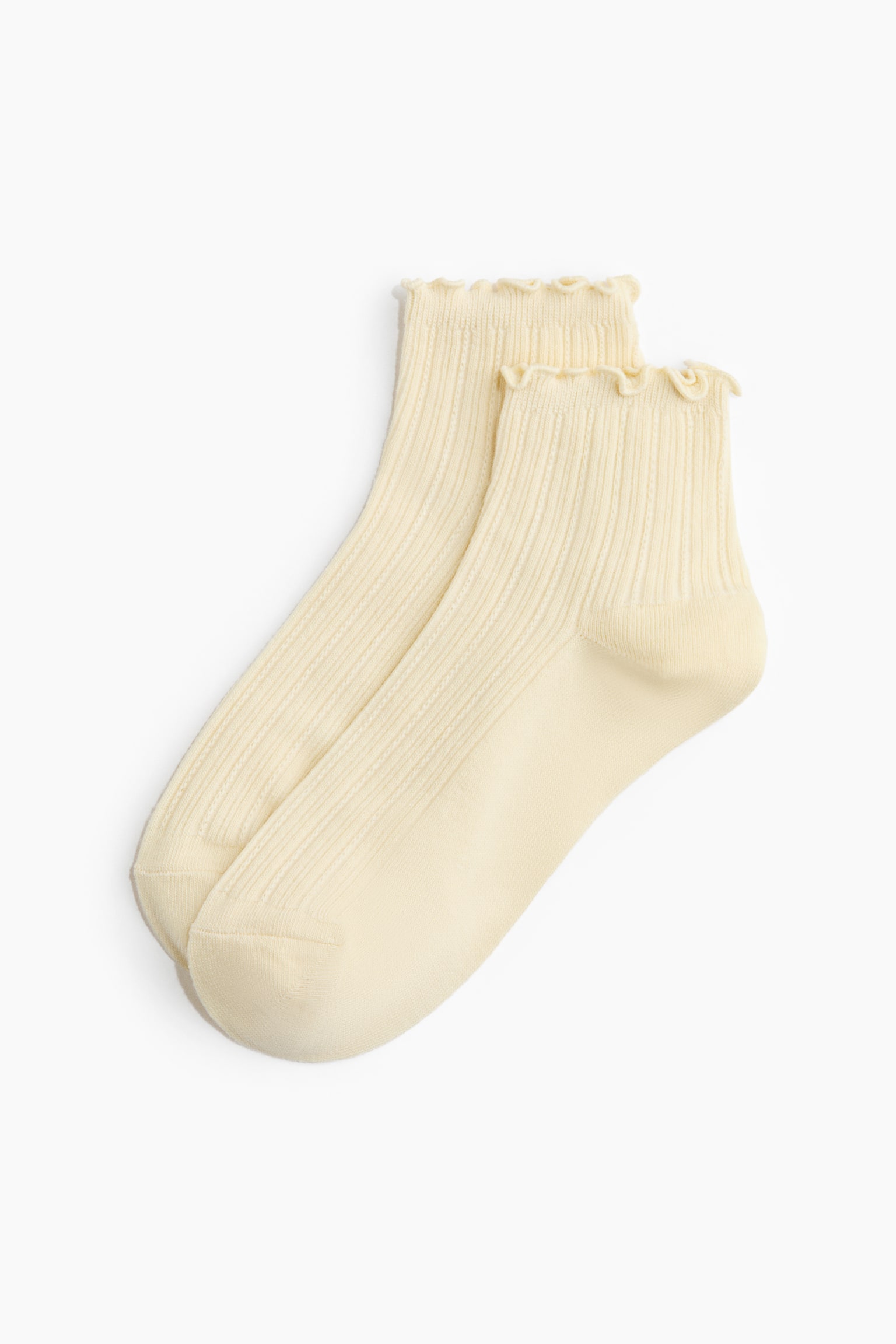 3-pack rib-knit ankle socks - Light yellow/Light grey marl/White/Black - 3