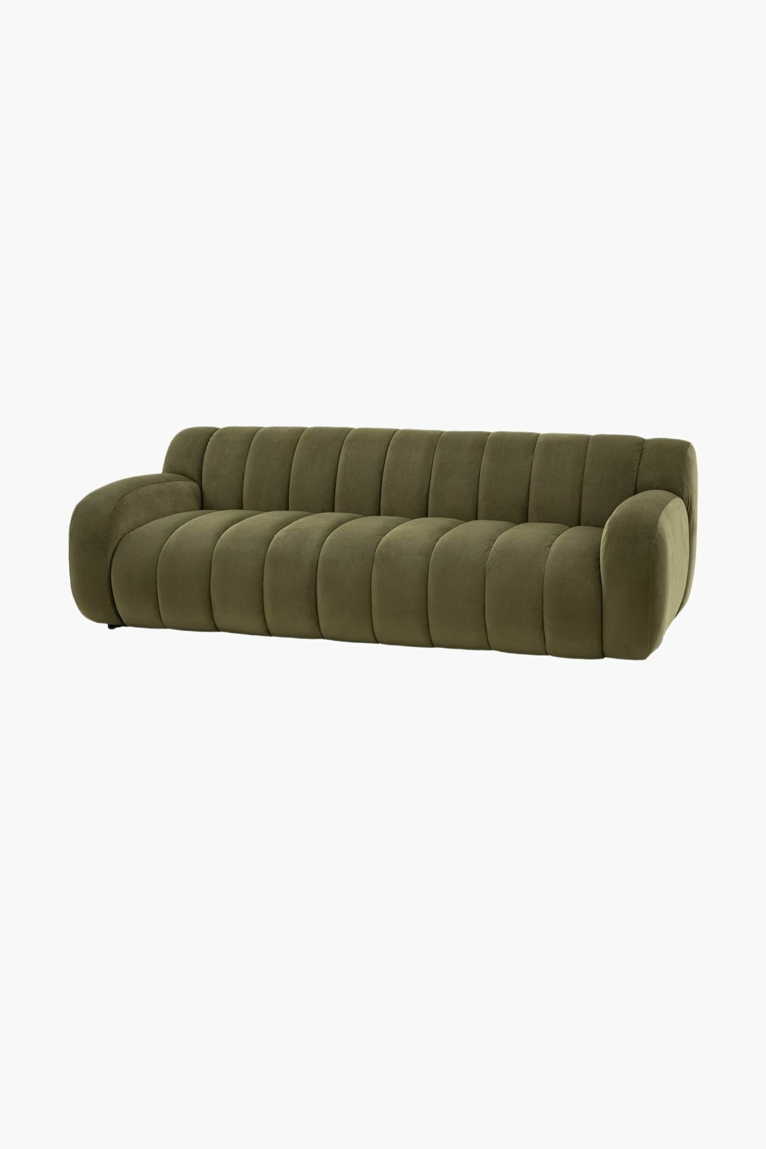 Ridged 3 Seater Sofa - Green - 4