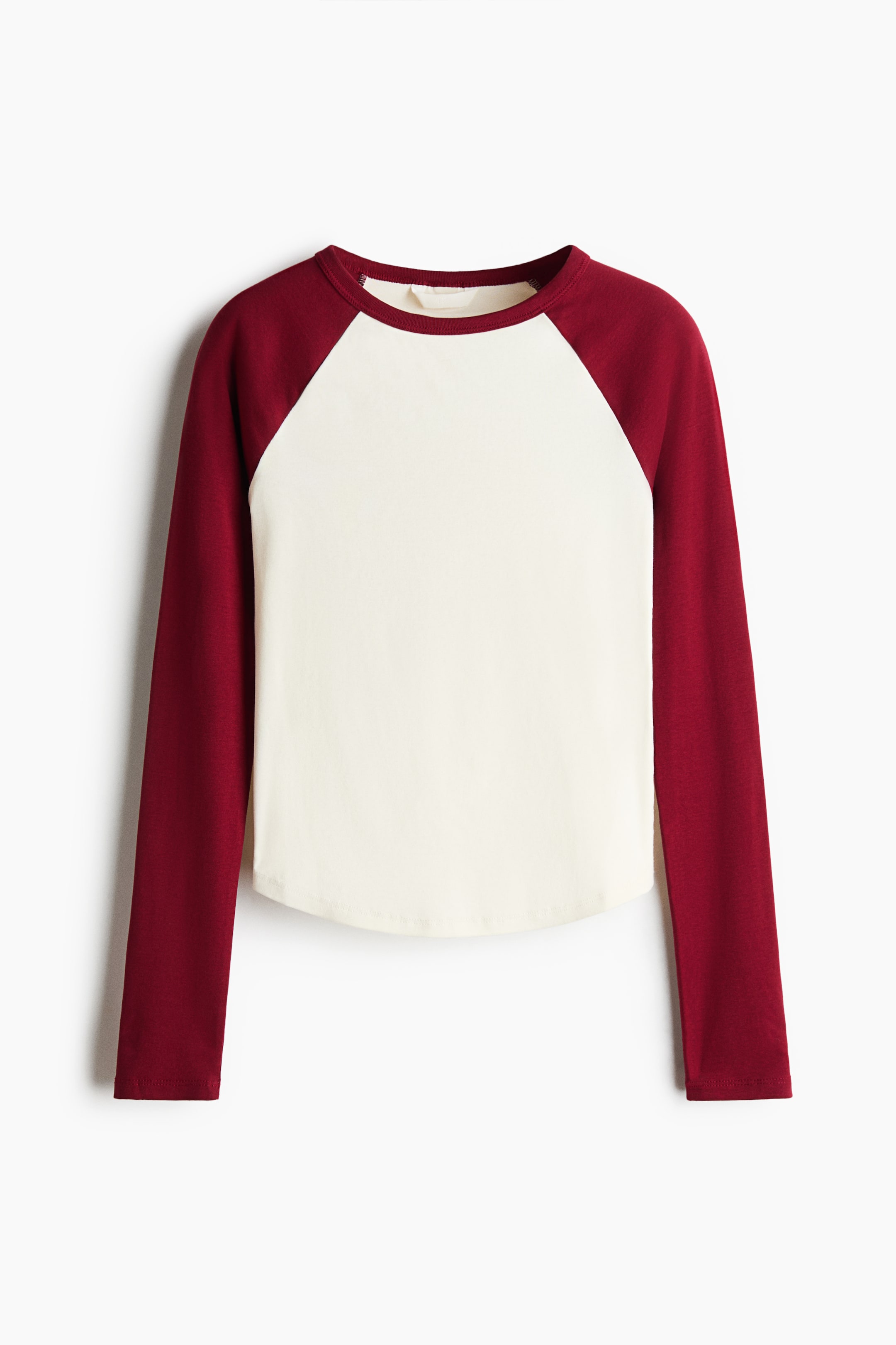 View larger image: Raglan-sleeved cotton top - Dark red/Colour block - Ladies | H&M 1