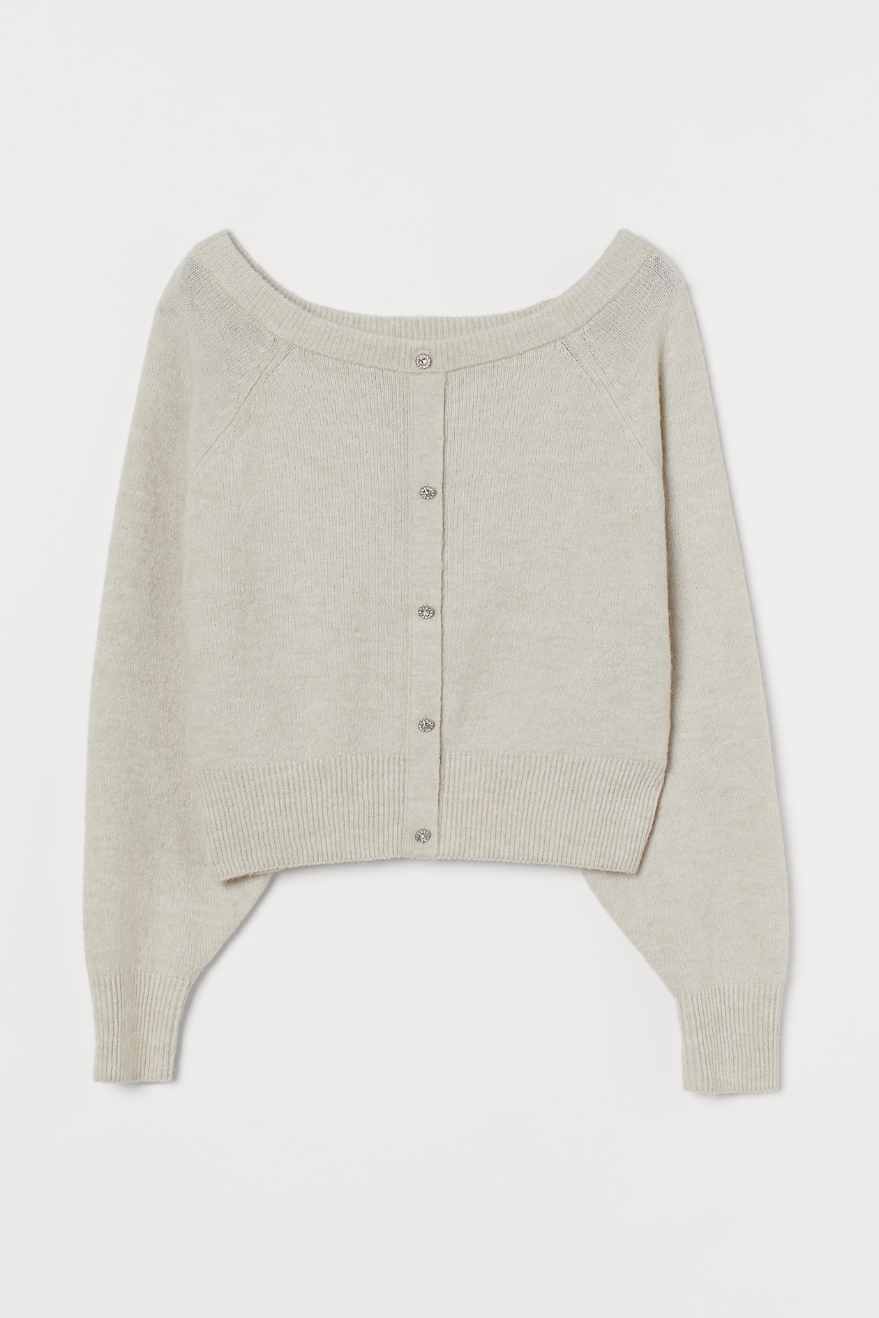 Boat-neck Sweater - Boat Neck - Long sleeve - Light beige melange ...