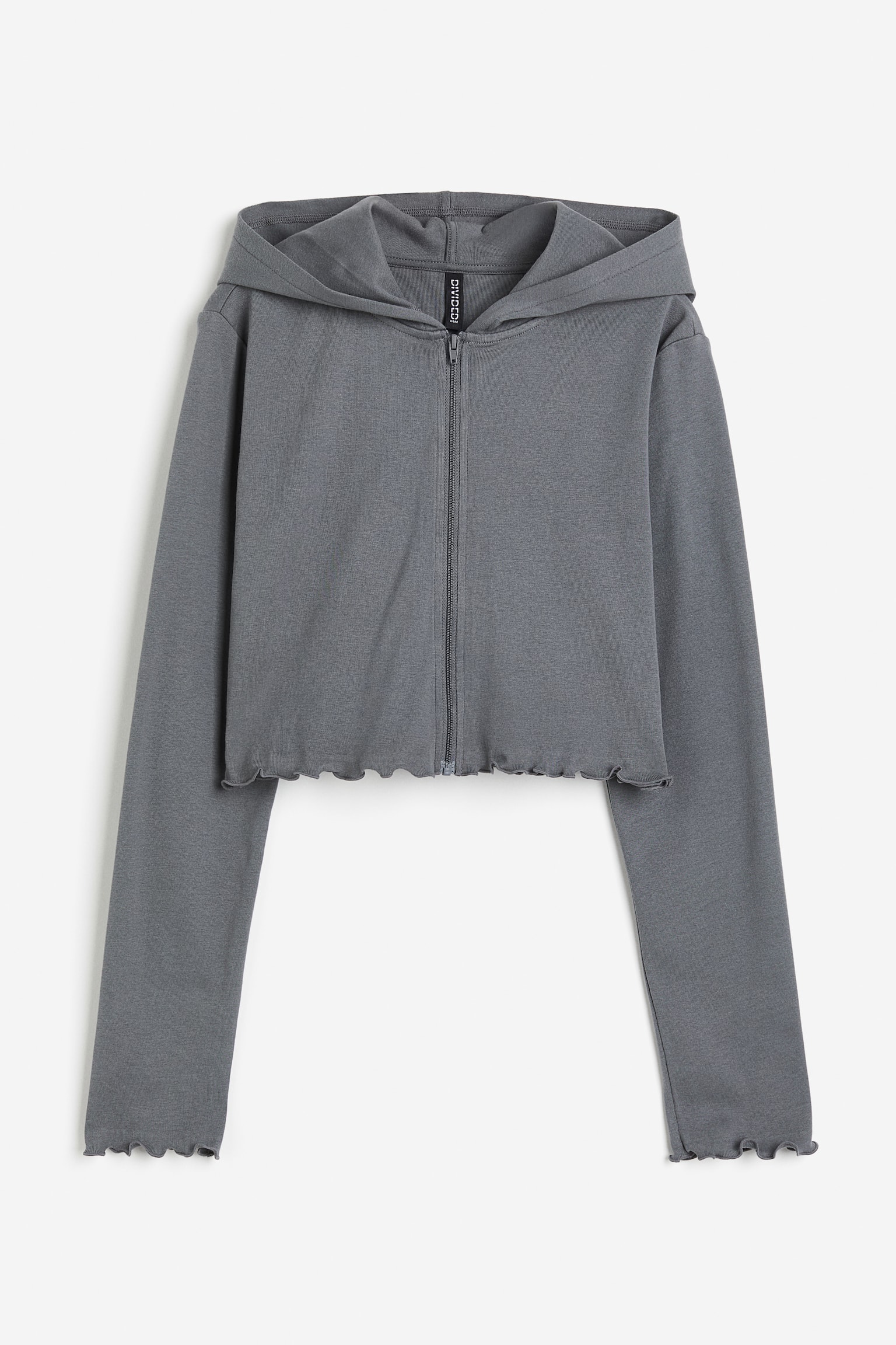 Cropped zip-through hoodie - Dark grey/Light purple/Light beige - 1