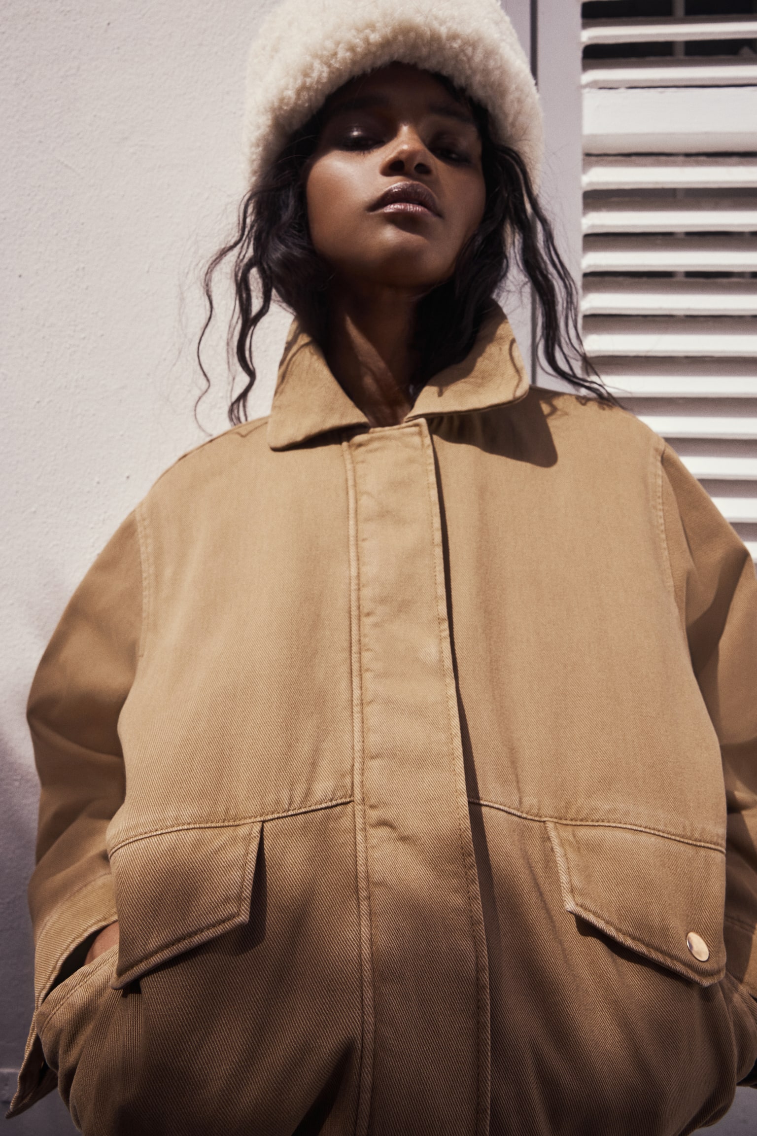 Watowana kurtka - Ciemnobeżowy/Ciemnozielony - 2