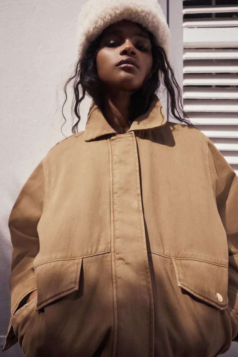 H & M: Padded Jacket Dark Beige