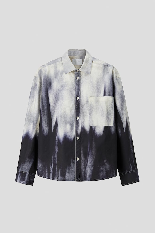 Relaxed-Fit Cotton Shirt - Dark blue/patterned - 1