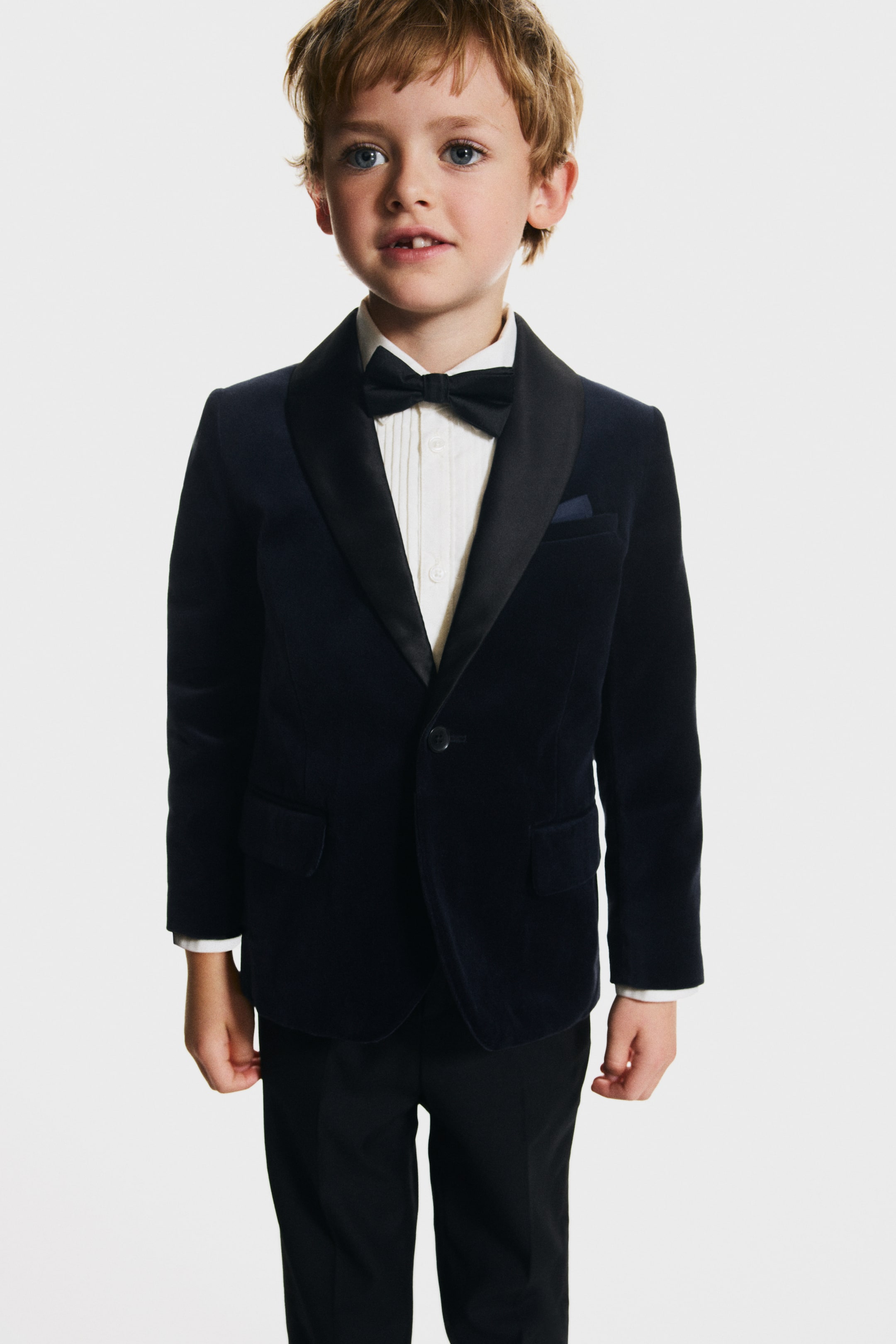 View larger image: Velvet tuxedo jacket - Navy blue - Kids | H&M GB 1