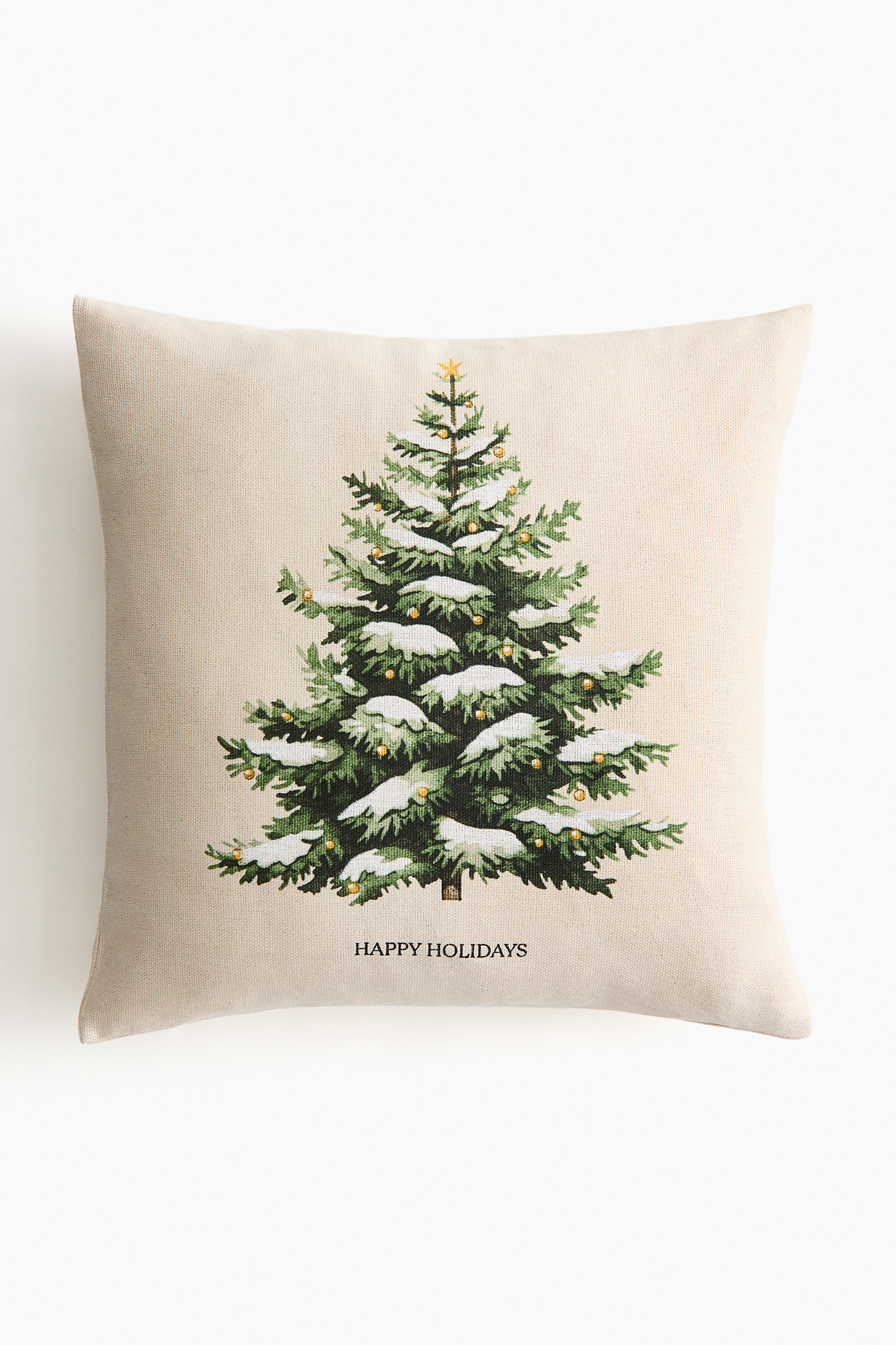 H&M Home  - Printed cushion cover - Beige/Christmas tree - size: 50x50