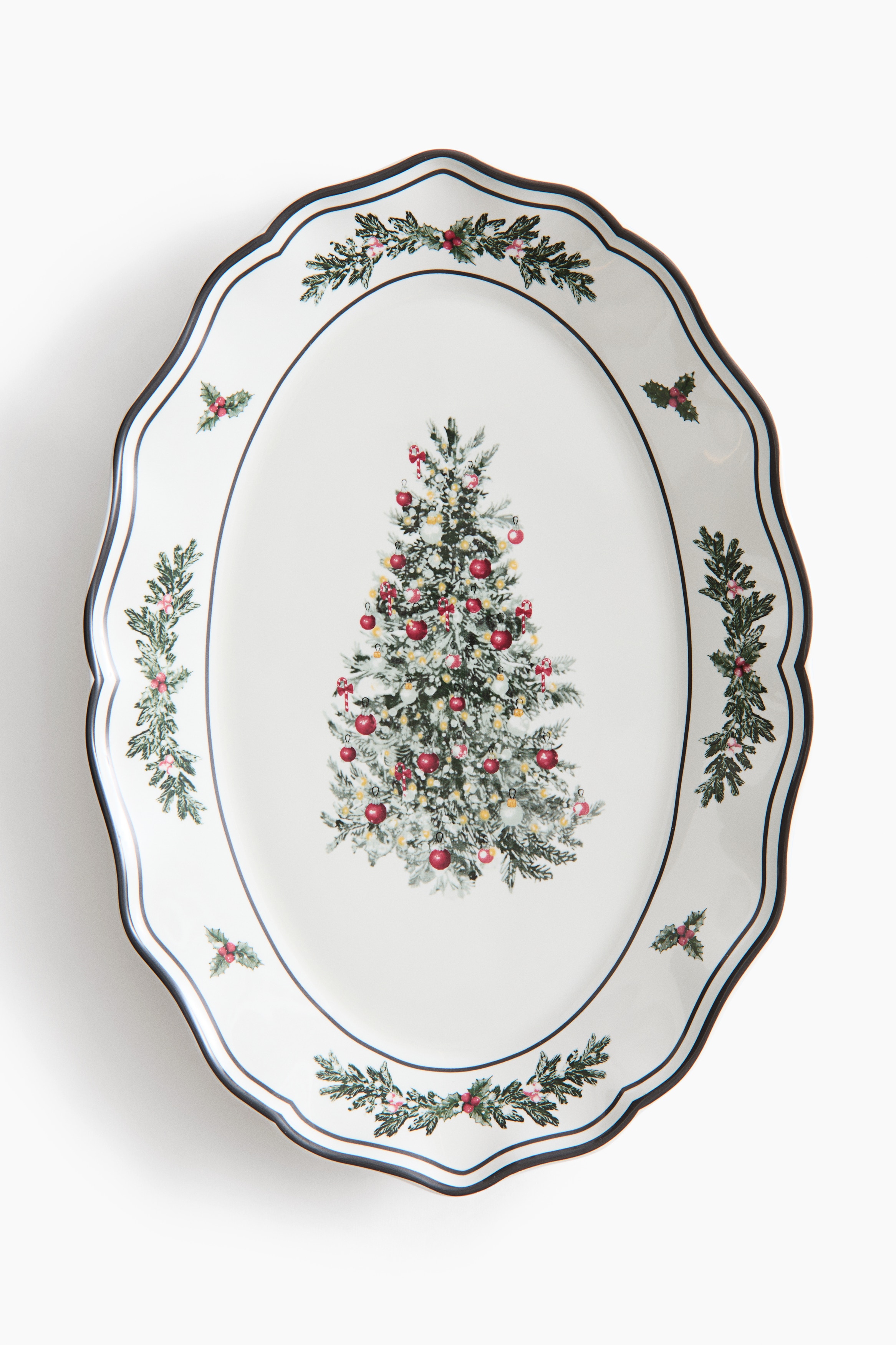Grande assiette de service en porcelaine - Blanc/Noël