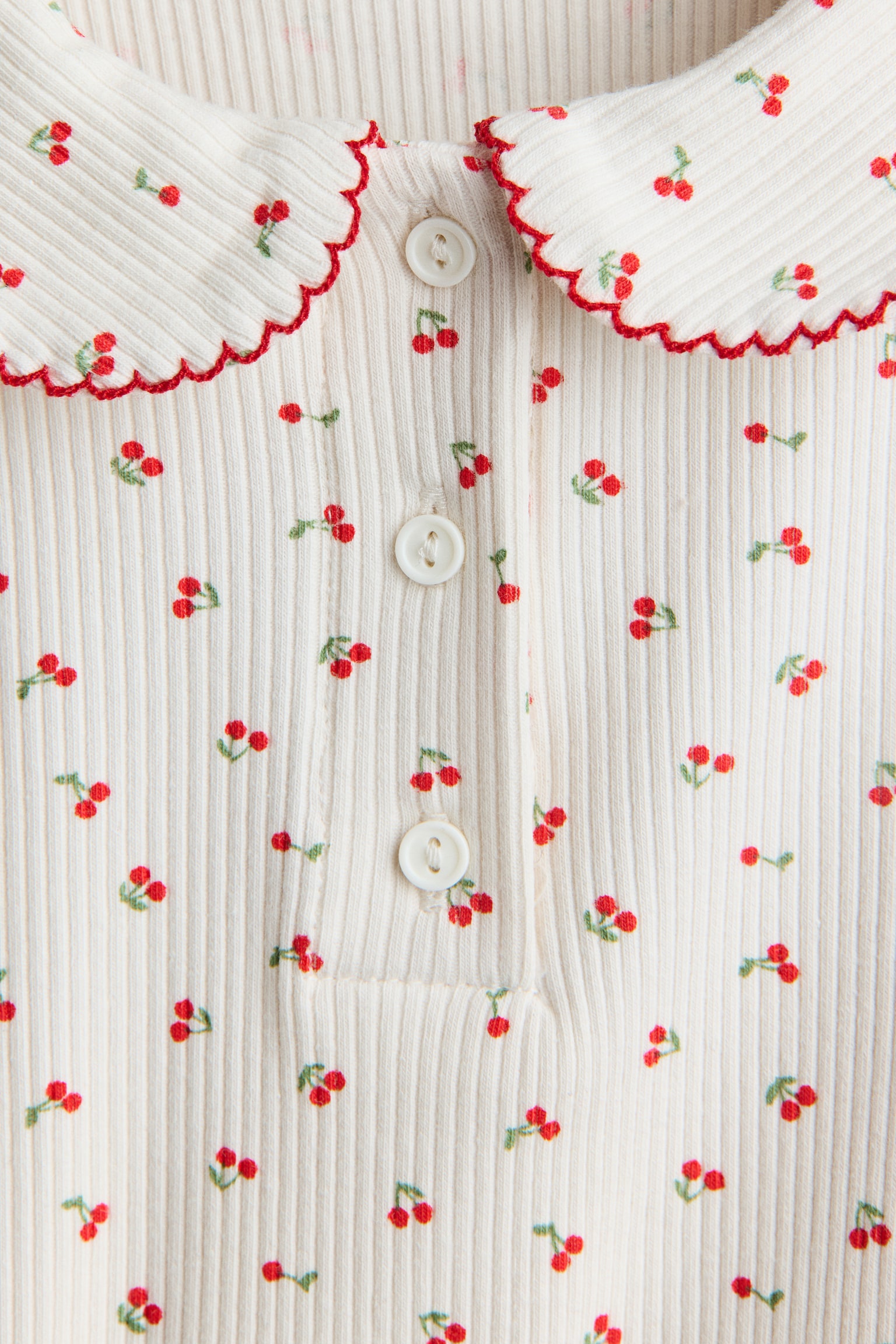 Детский топ H&M Cotton Top with Collar, цвет: Кремовый — фото 5