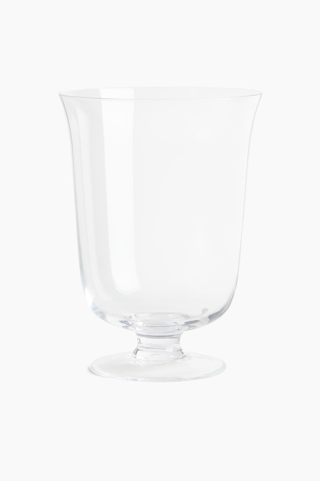 Footed Glass Vase - Transparent/Amber-colored - 1
