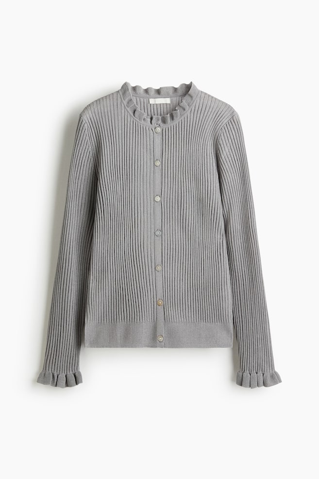 Gilet en maille côtelée - Gris/Vert kaki foncé - 1