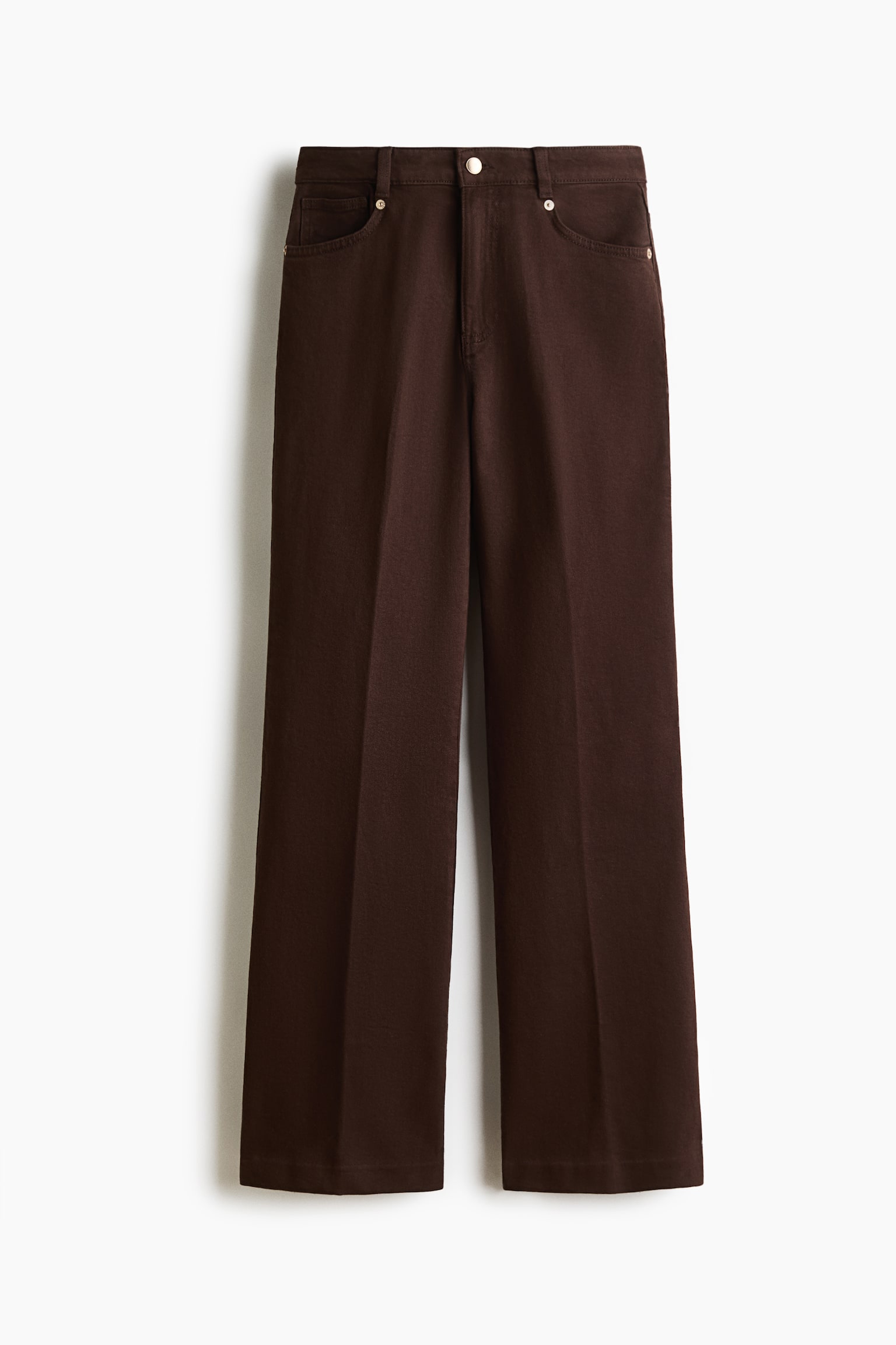 Женские брюки H&M Bootcut Twill, цвет: Тёмный коричневый — фото 1
