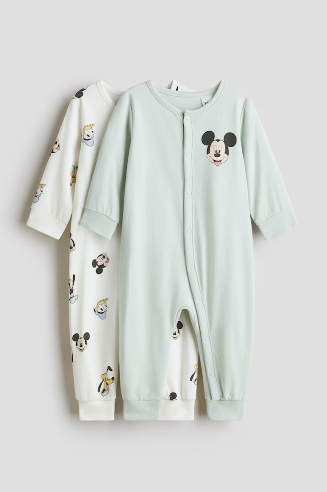2-pack Printed Pajamas - Light green/Mickey Mouse/Pink/Minnie Mouse/Dusty blue/Superman - 1