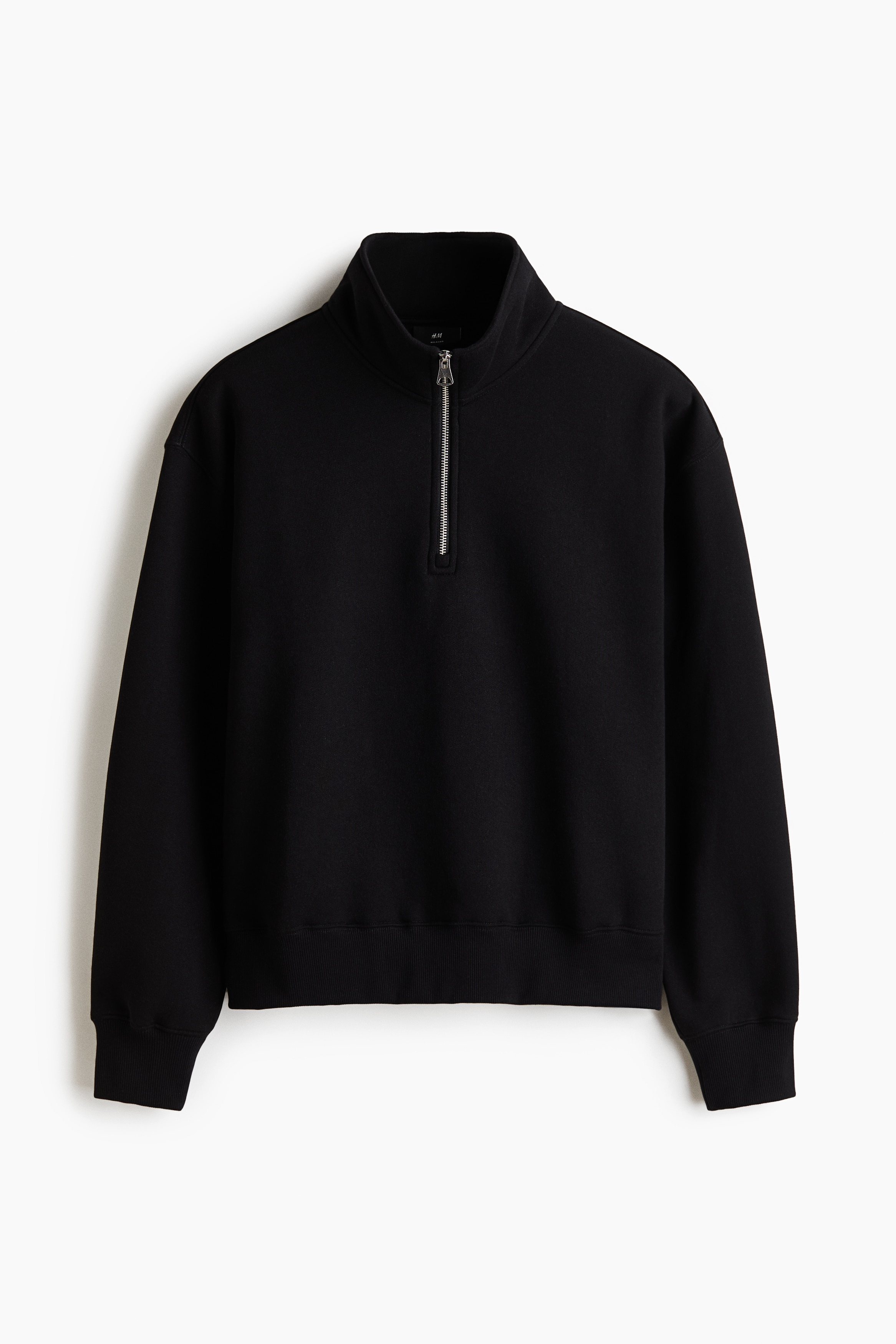 Sudadera con media cremallera Relaxed Fit - Negro/Crema