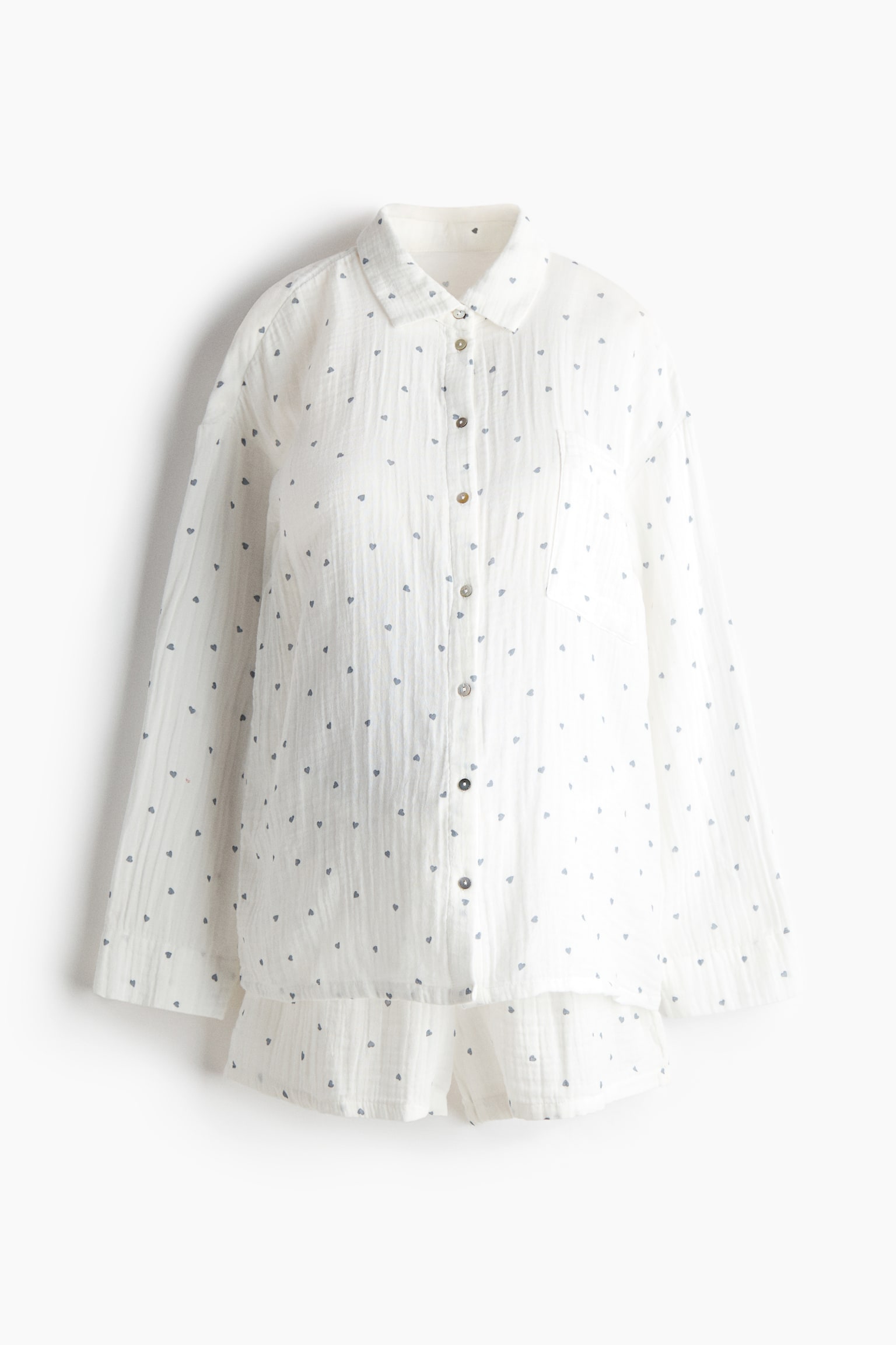 MAMA Before & After Muslin pyjamas - White/Blue hearts/White/Pink floral/White/Hearts/Powder pink - 2