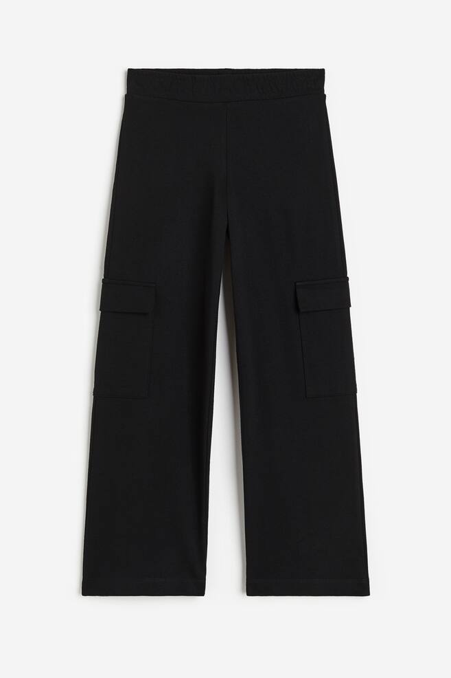 Jersey cargo trousers - Black/Grey marl - 1