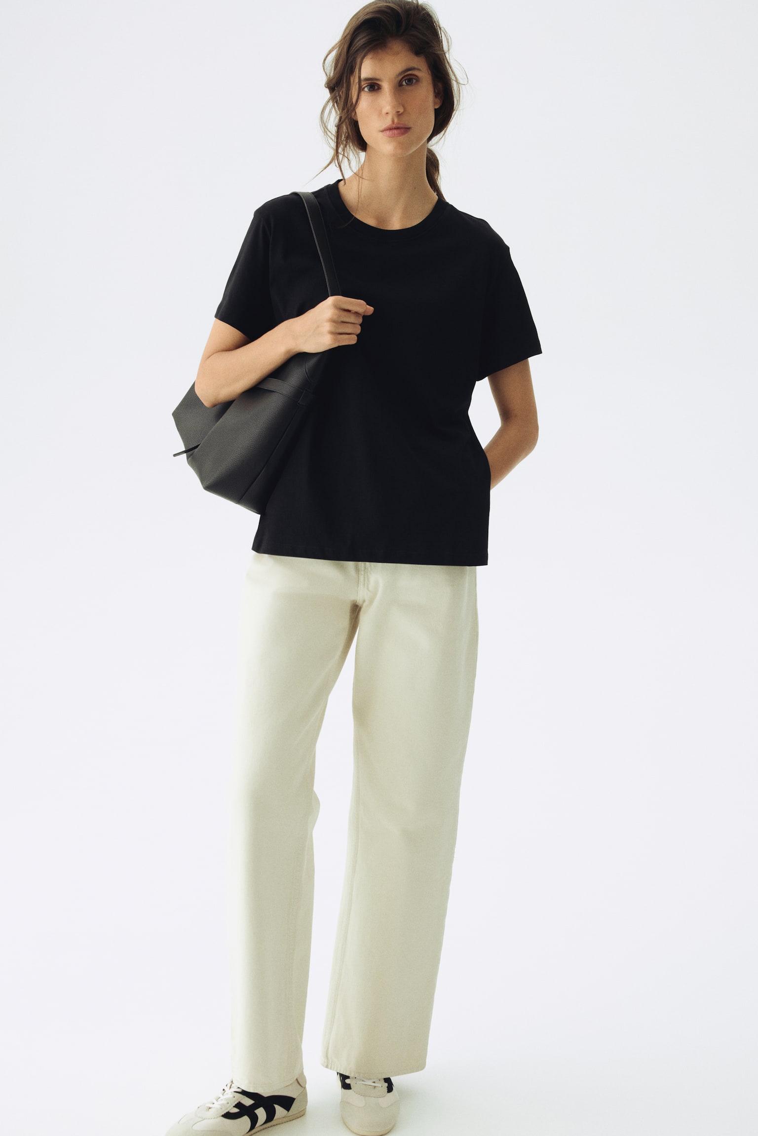 MAMA Cotton nursing T-shirt - Black/White/White/White/Black striped/Black - 5