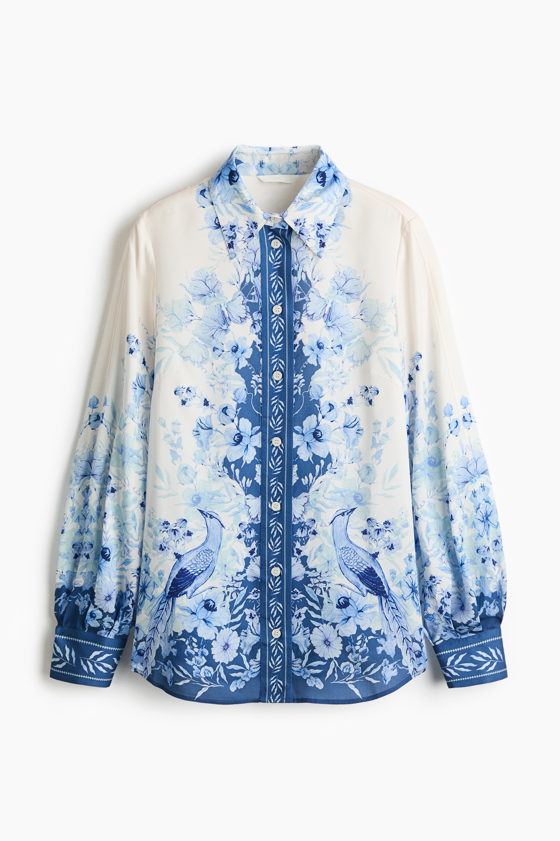 Camisa estampada en lyocell - Crema/Floral azul
