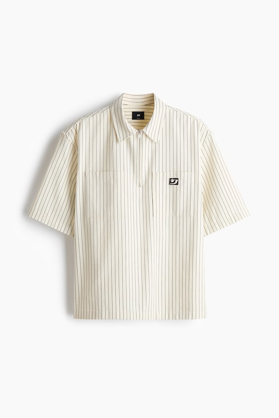 Мужские рубашки H&M Relaxed-Fit Half-Zip Twill Shirt