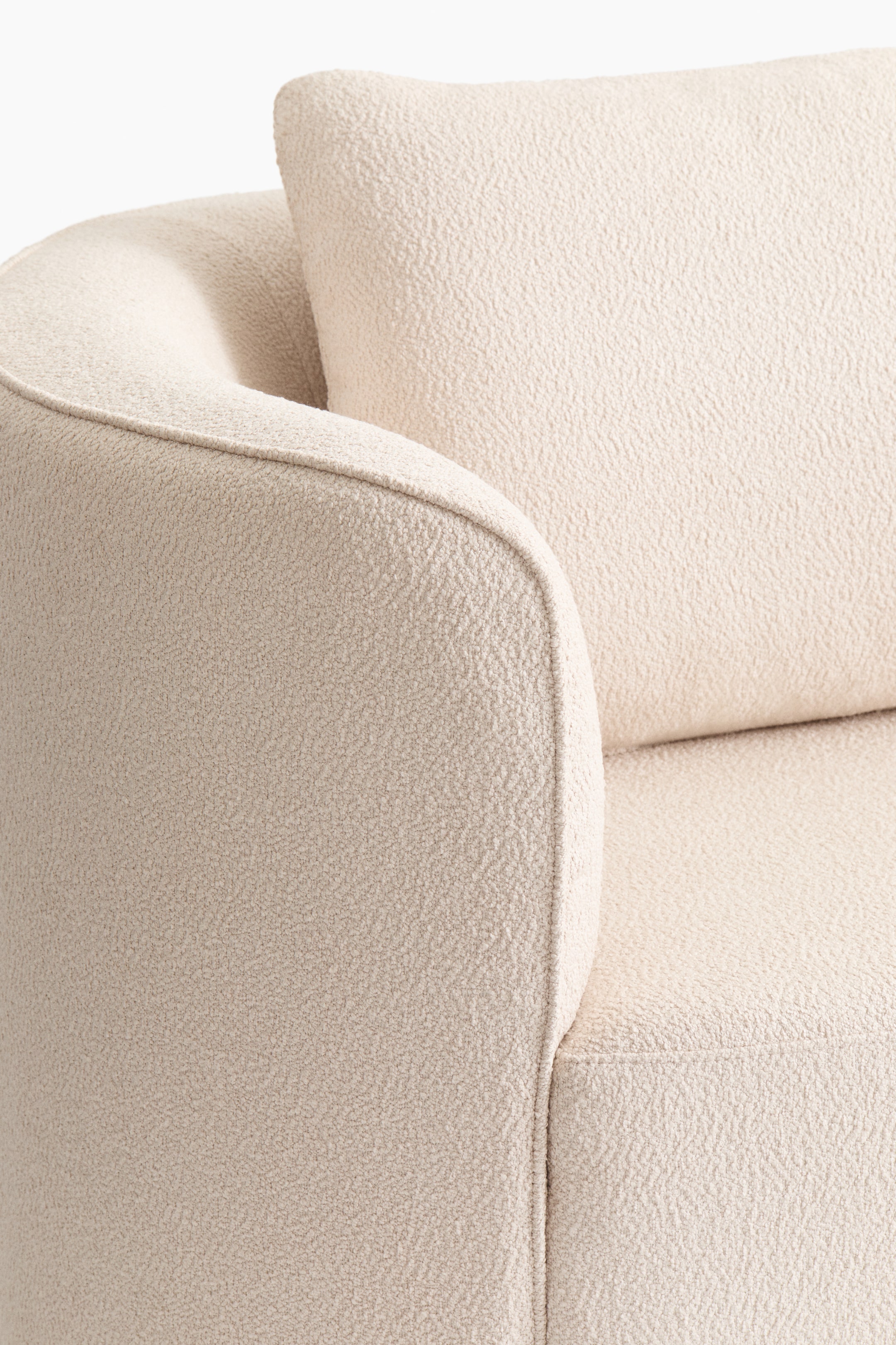 Visa större bild: Bouclé 3 Seater Curved Sofa - Polyester, Beige - H&M HOME - Home All | H&M SE 7