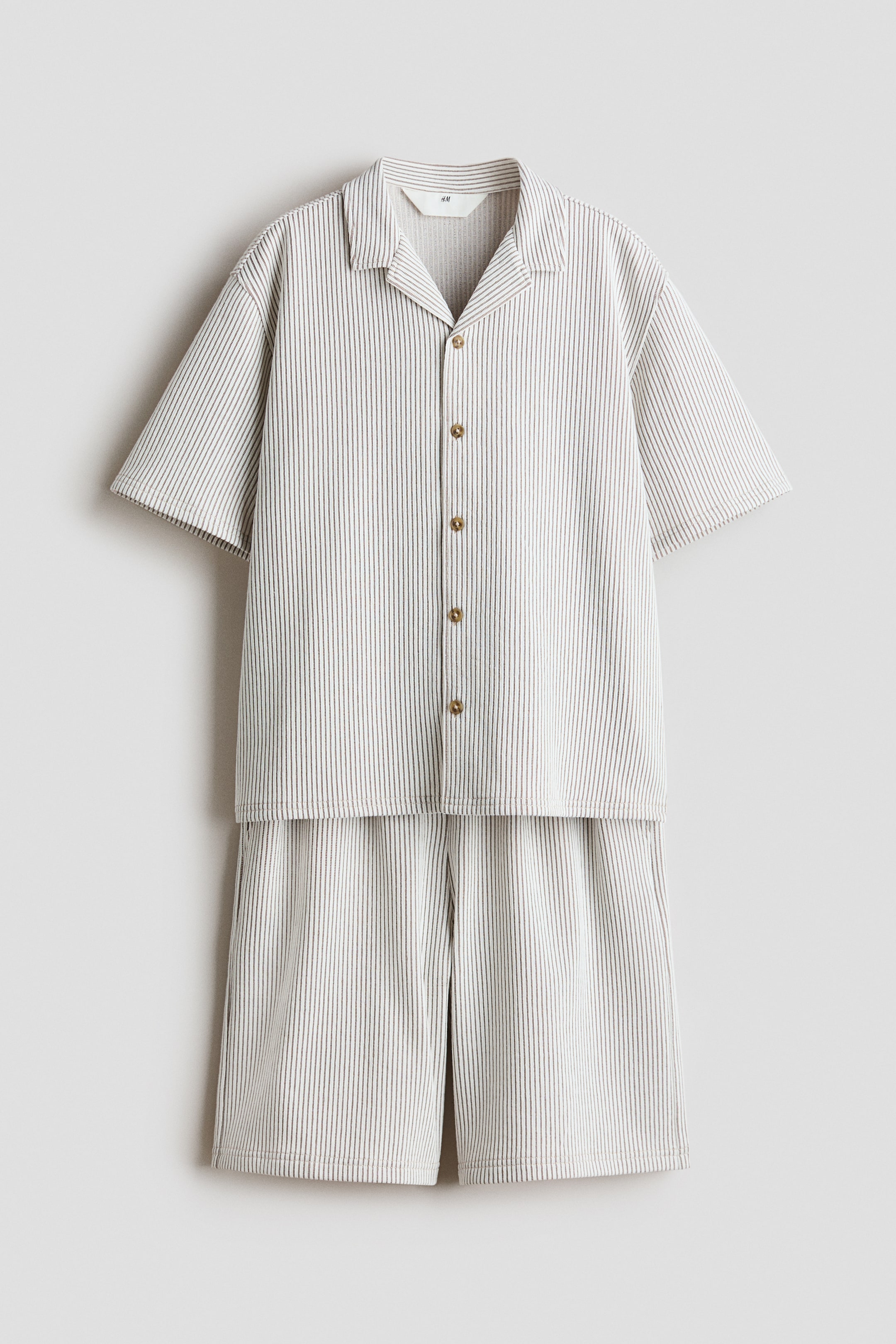View larger image: 2-piece textured jersey set - Brown/Striped - Kids | H&M GB 1