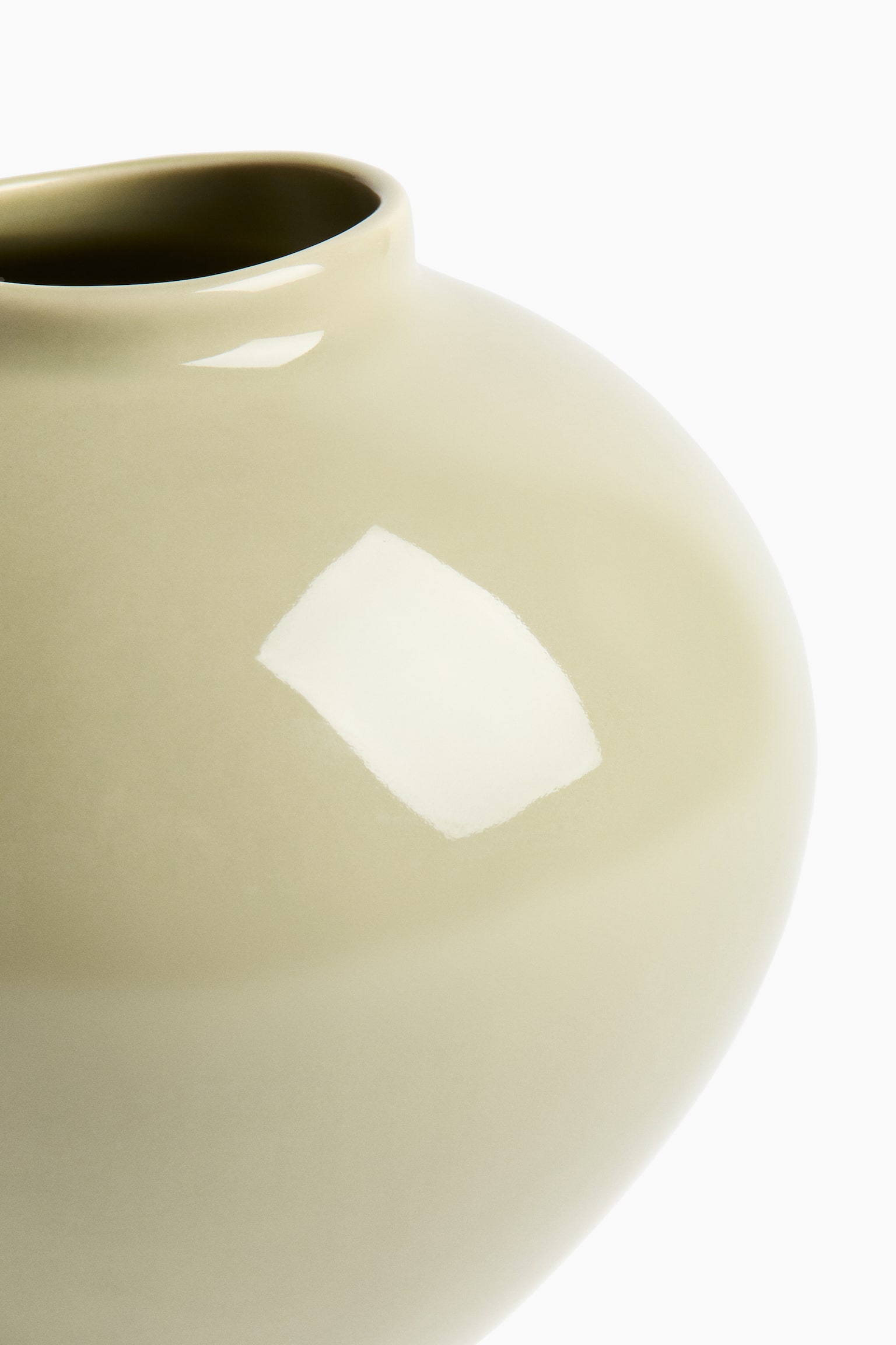 Irregular stoneware vase - Light khaki green/Light yellow - 4